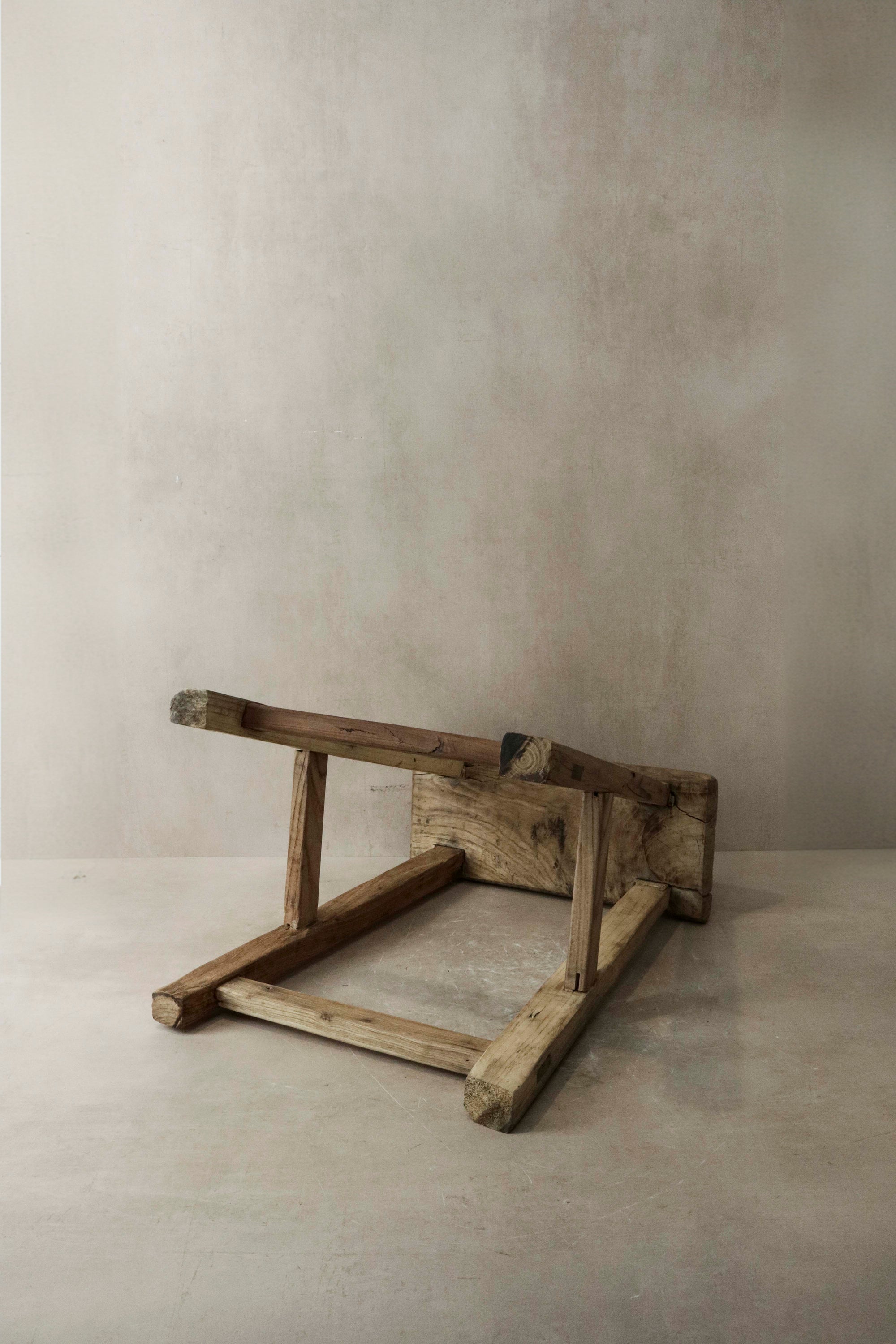 Vintage Rustic Elm Wood Stool - Medium - No 7