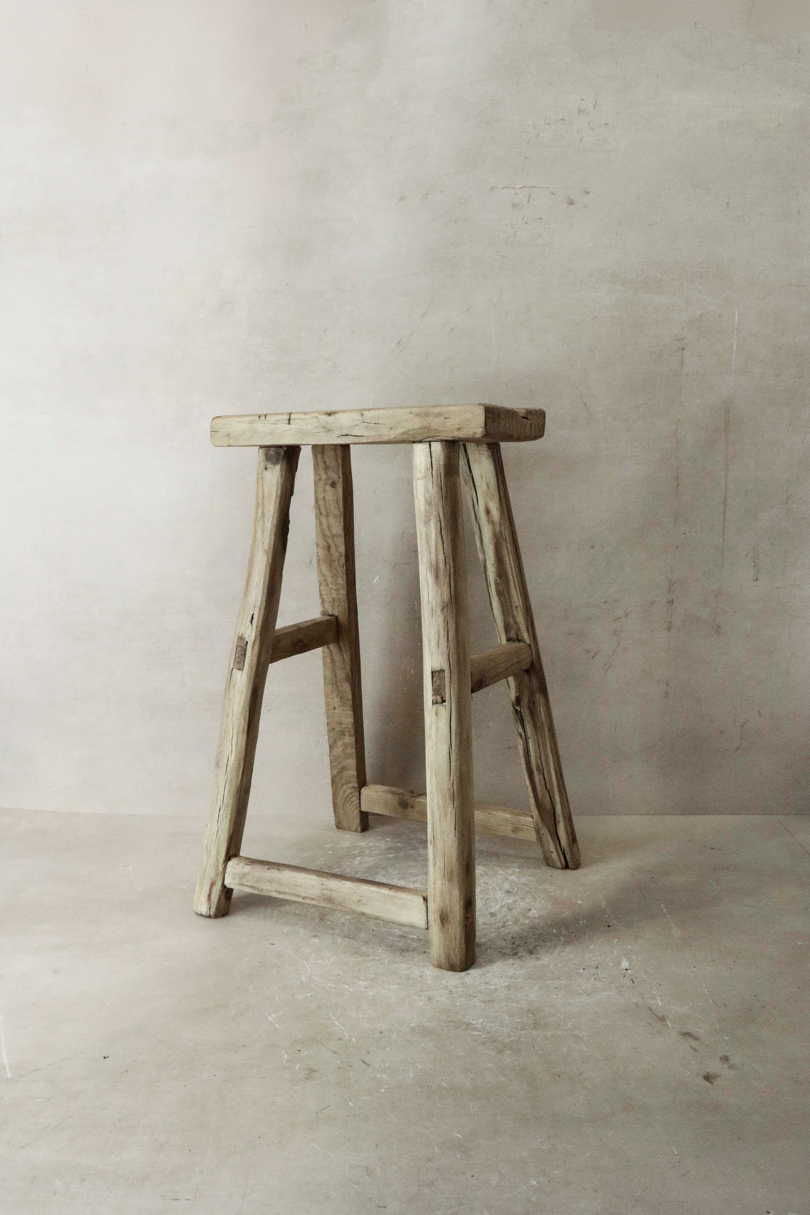 Vintage Rustic Elm Wood Stool - Medium - No 35