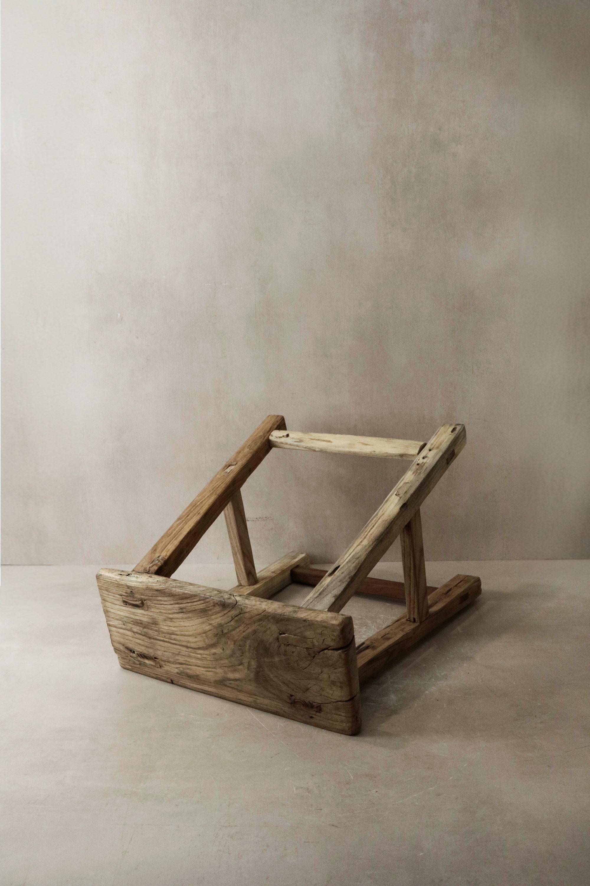 Vintage Rustic Elm Wood Stool - Medium - No 7