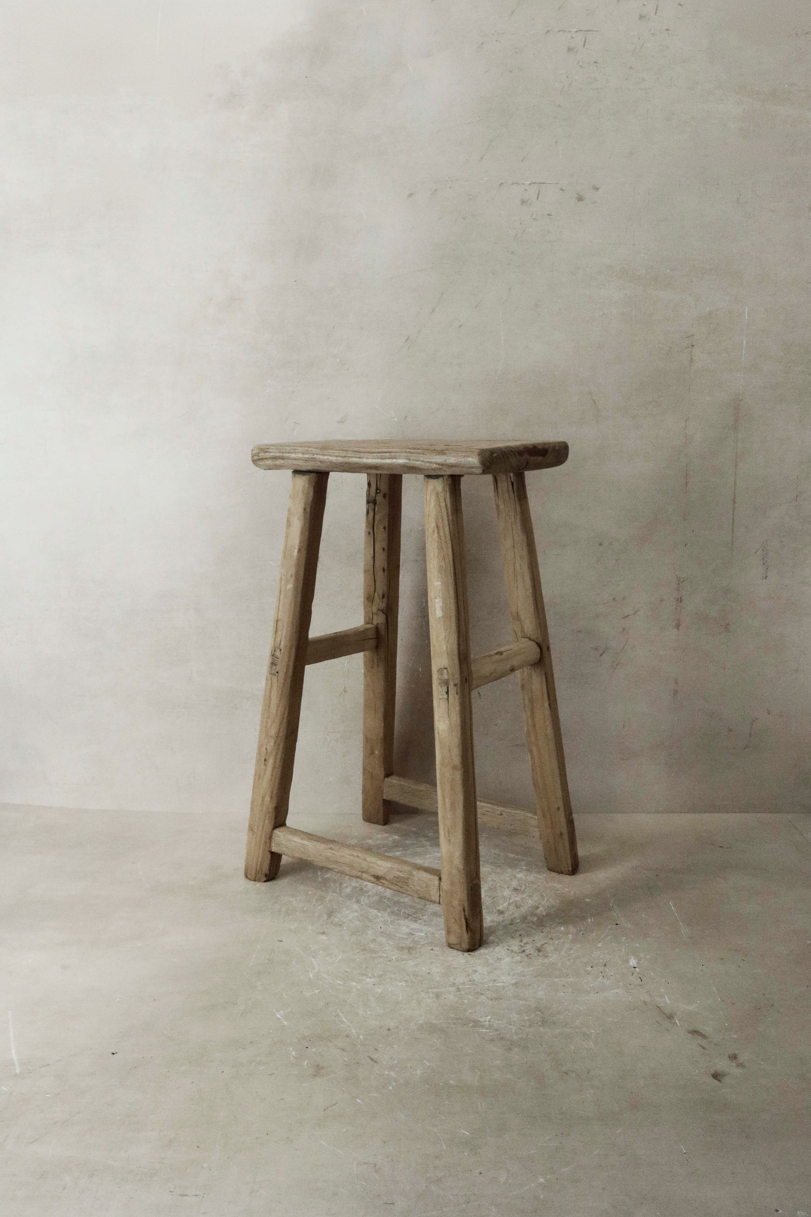 Vintage Rustic Elm Wood Stool - Medium - No 36