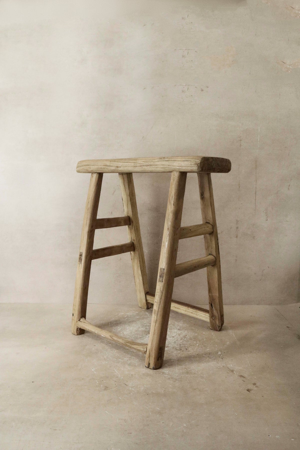 Vintage Rustic Elm Wood Stool - Medium - No 42