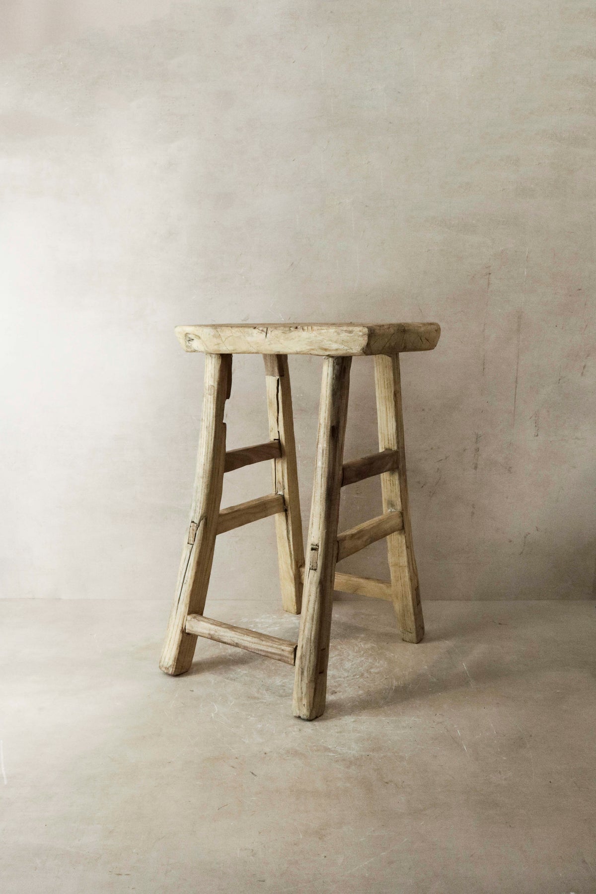 Vintage Rustic Elm Wood Stool - Medium - No 20