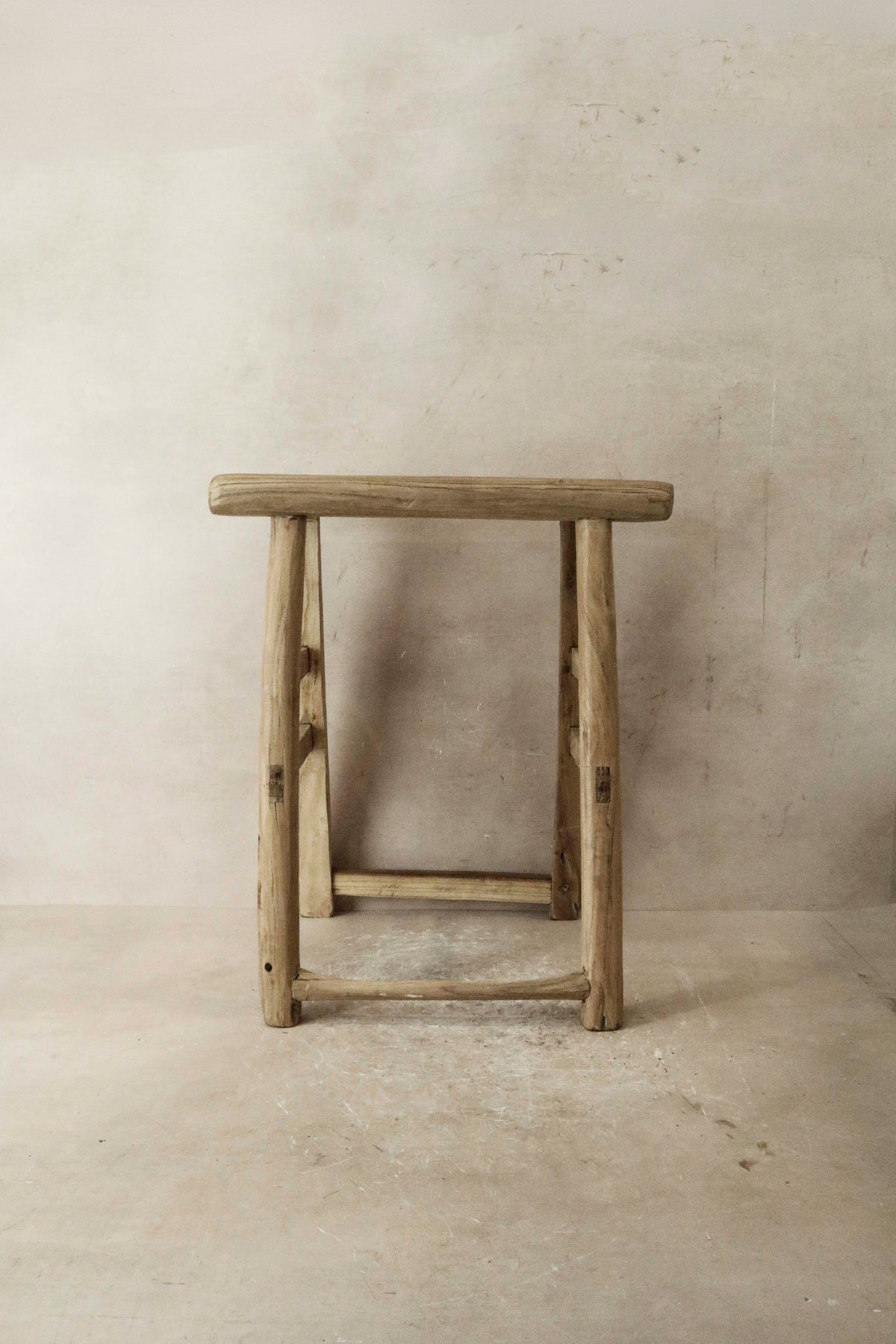 Vintage Rustic Elm Wood Stool - Medium - No 42