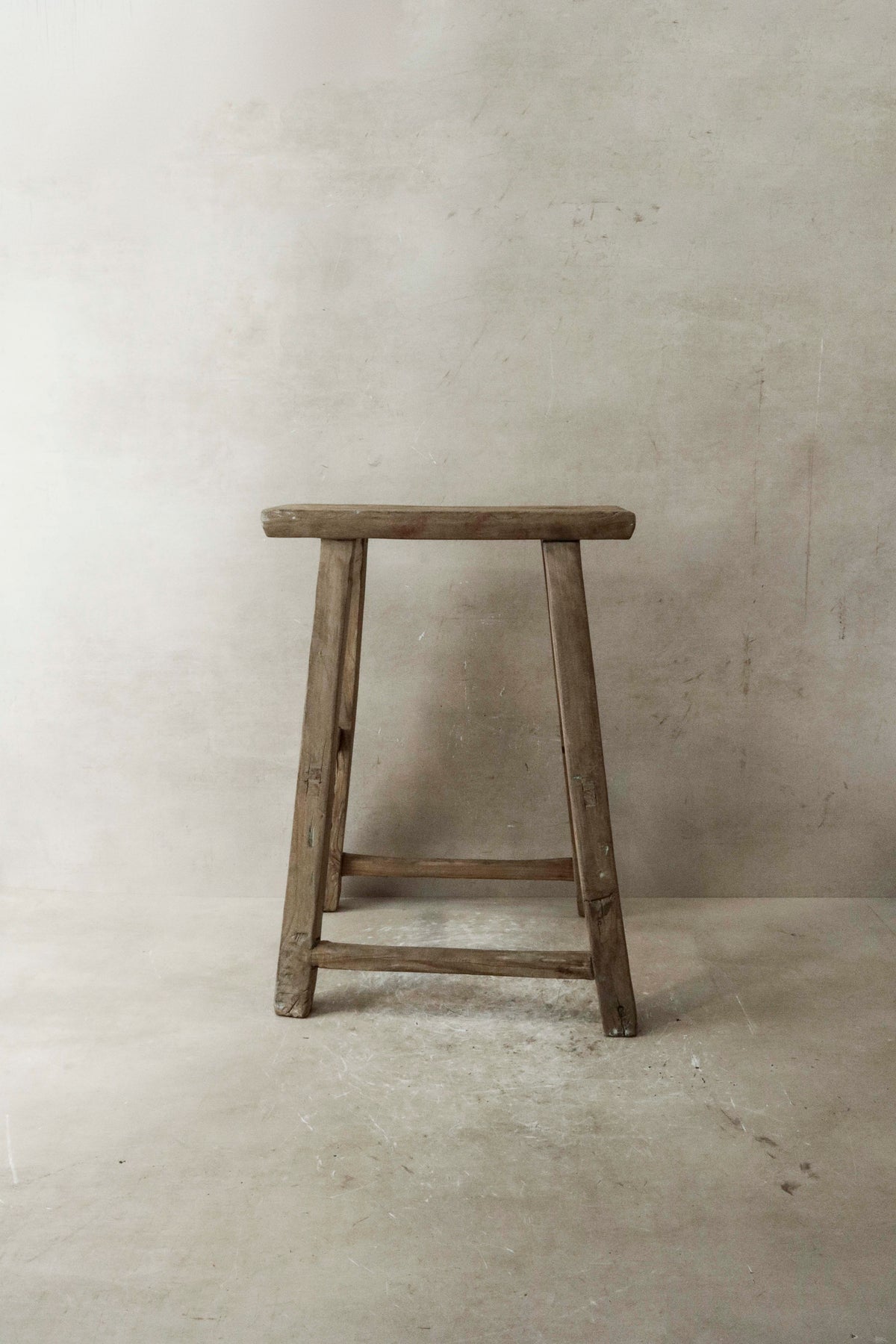 Vintage Rustic Elm Wood Stool - Medium - No 34