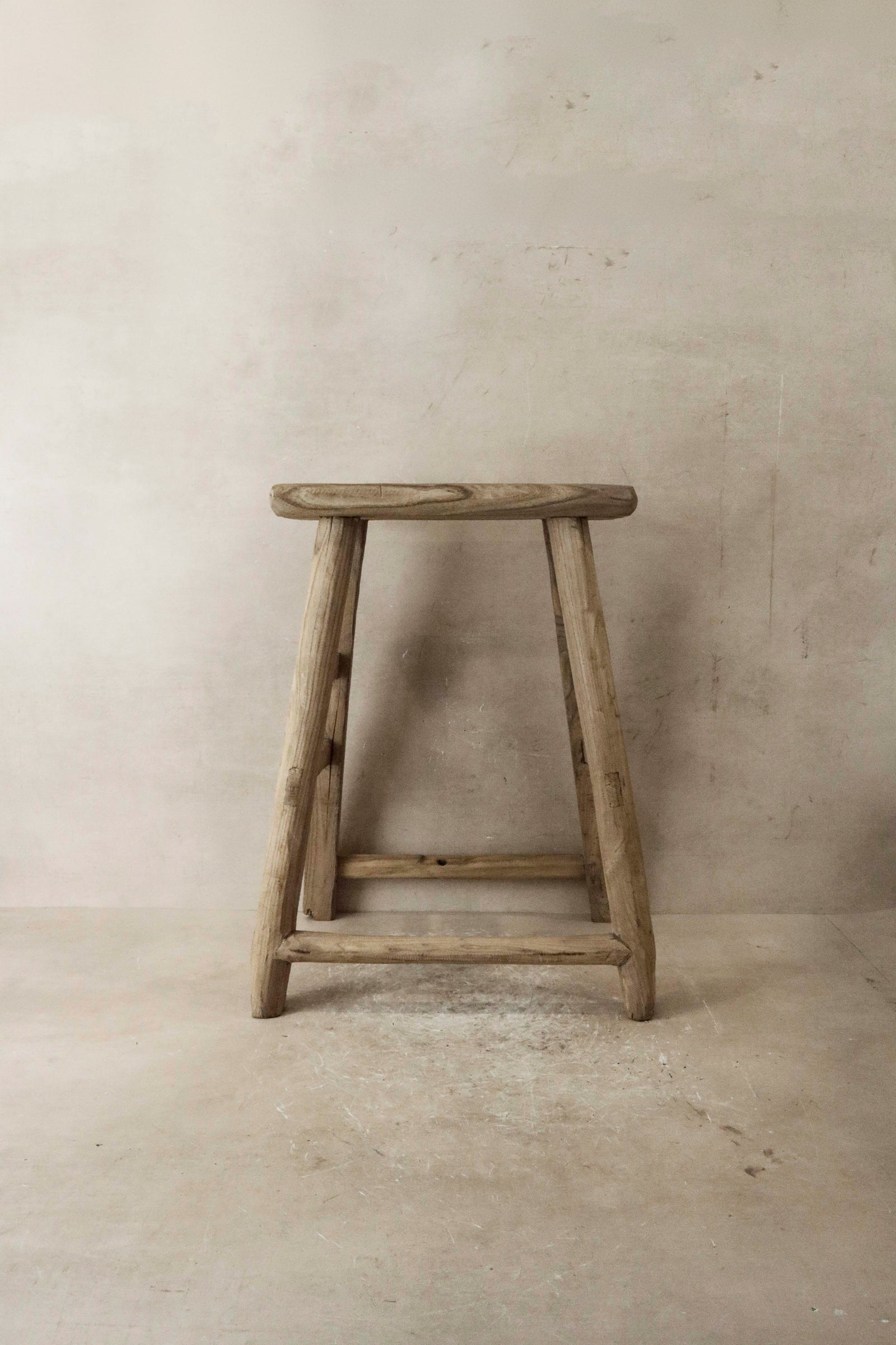 Vintage Rustic Elm Wood Stool - Medium - No 44