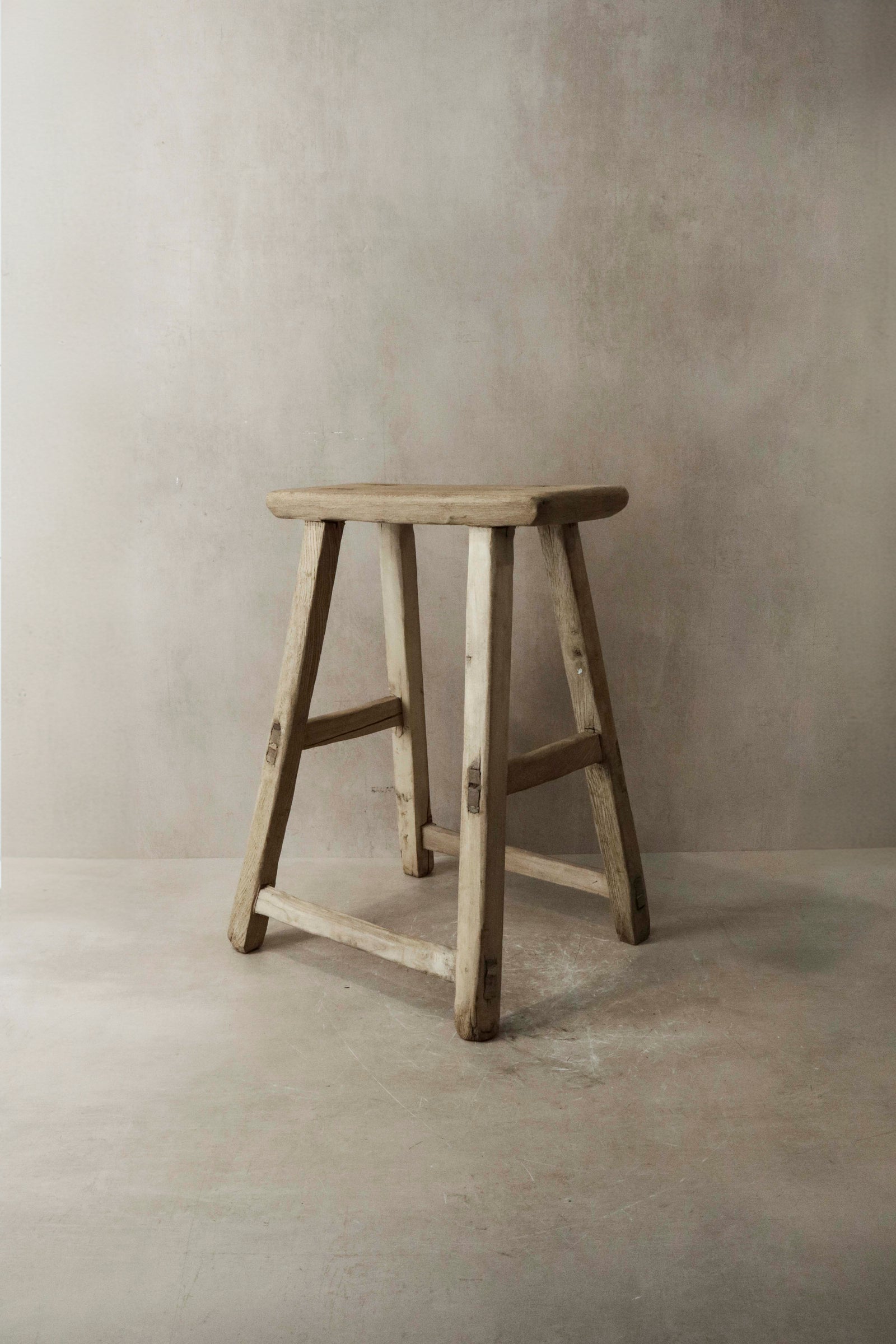 Vintage Rustic Elm Wood Stool - Medium - No 6