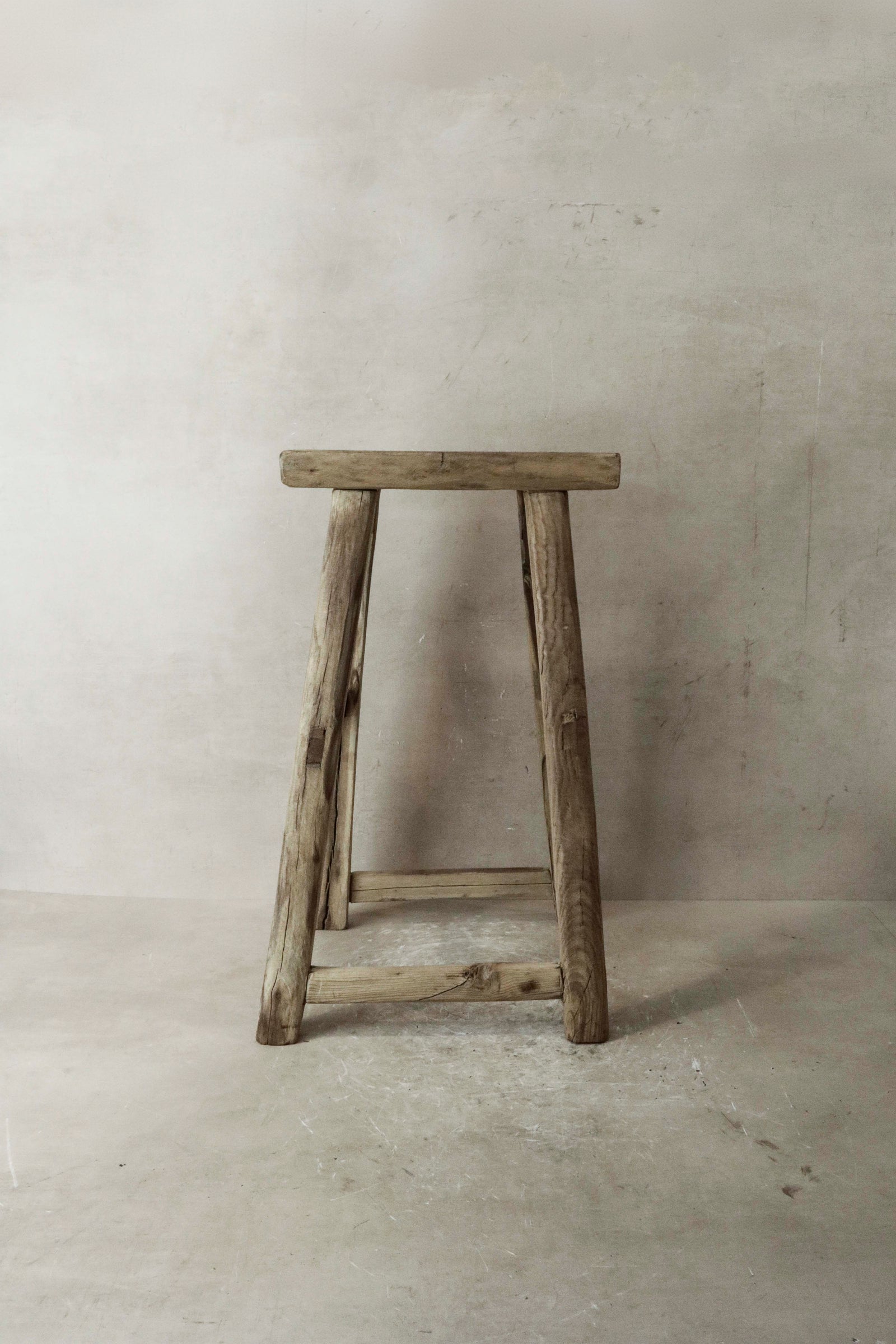 Vintage Rustic Elm Wood Stool - Medium - No 35