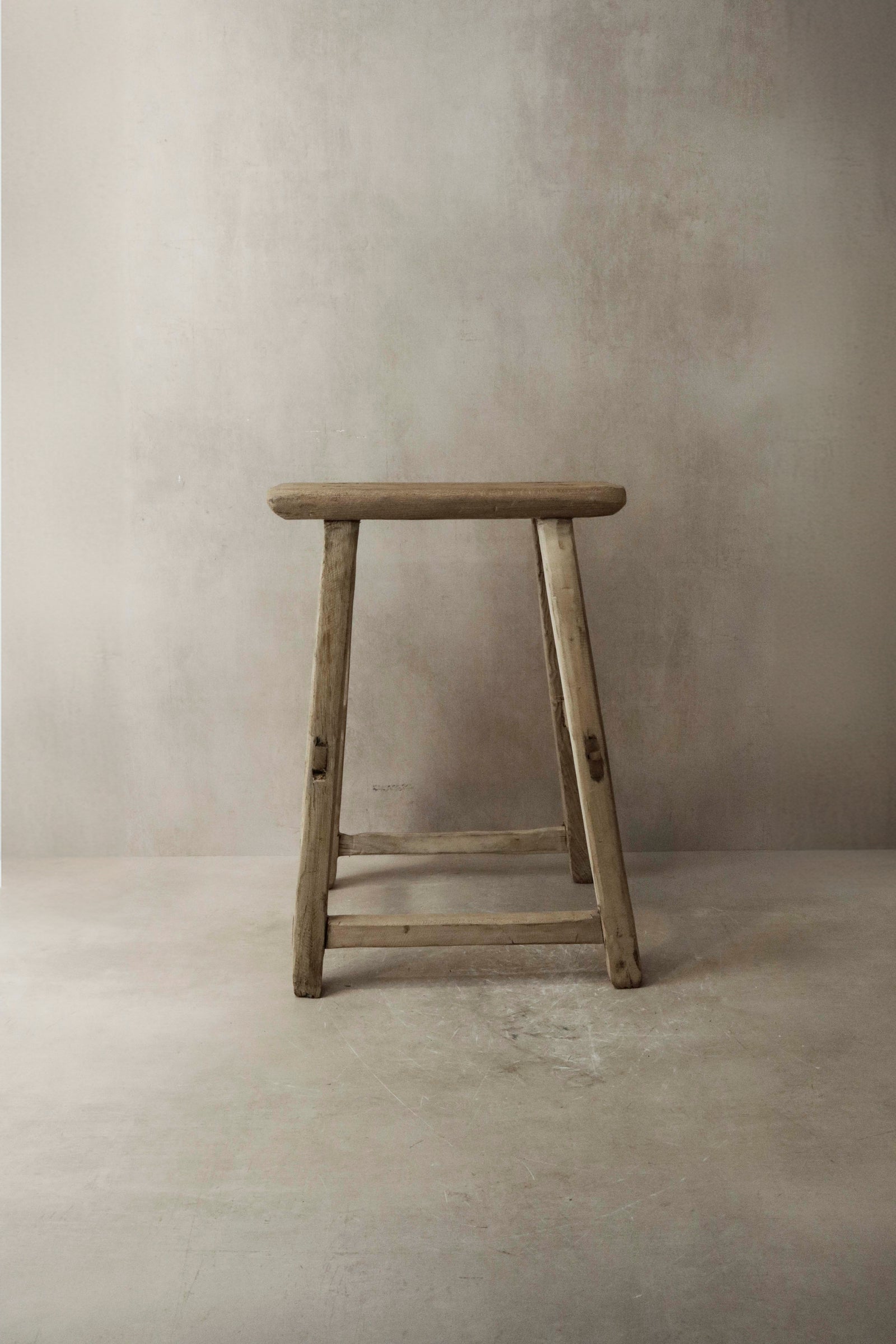 Vintage Rustic Elm Wood Stool - Medium - No 6