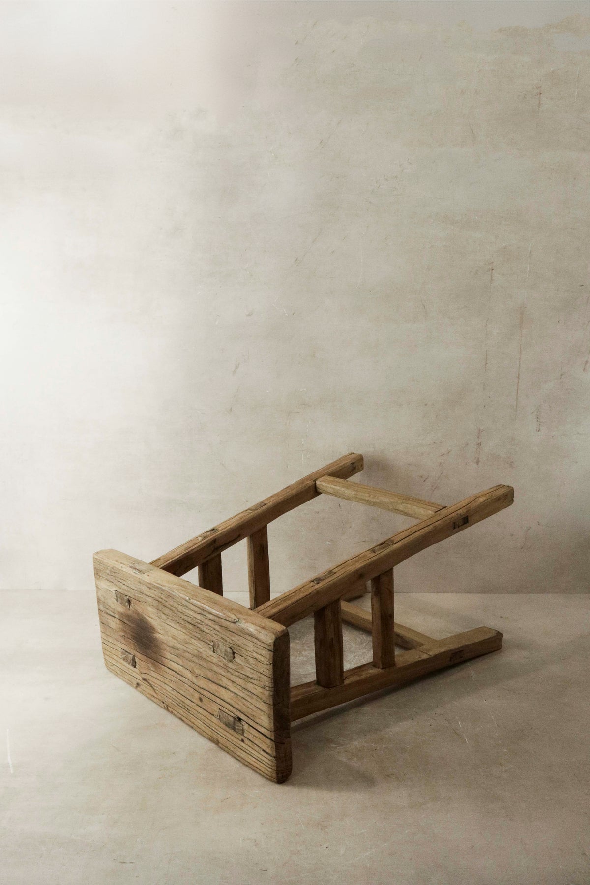 Vintage Rustic Elm Wood Stool - Medium - No 18