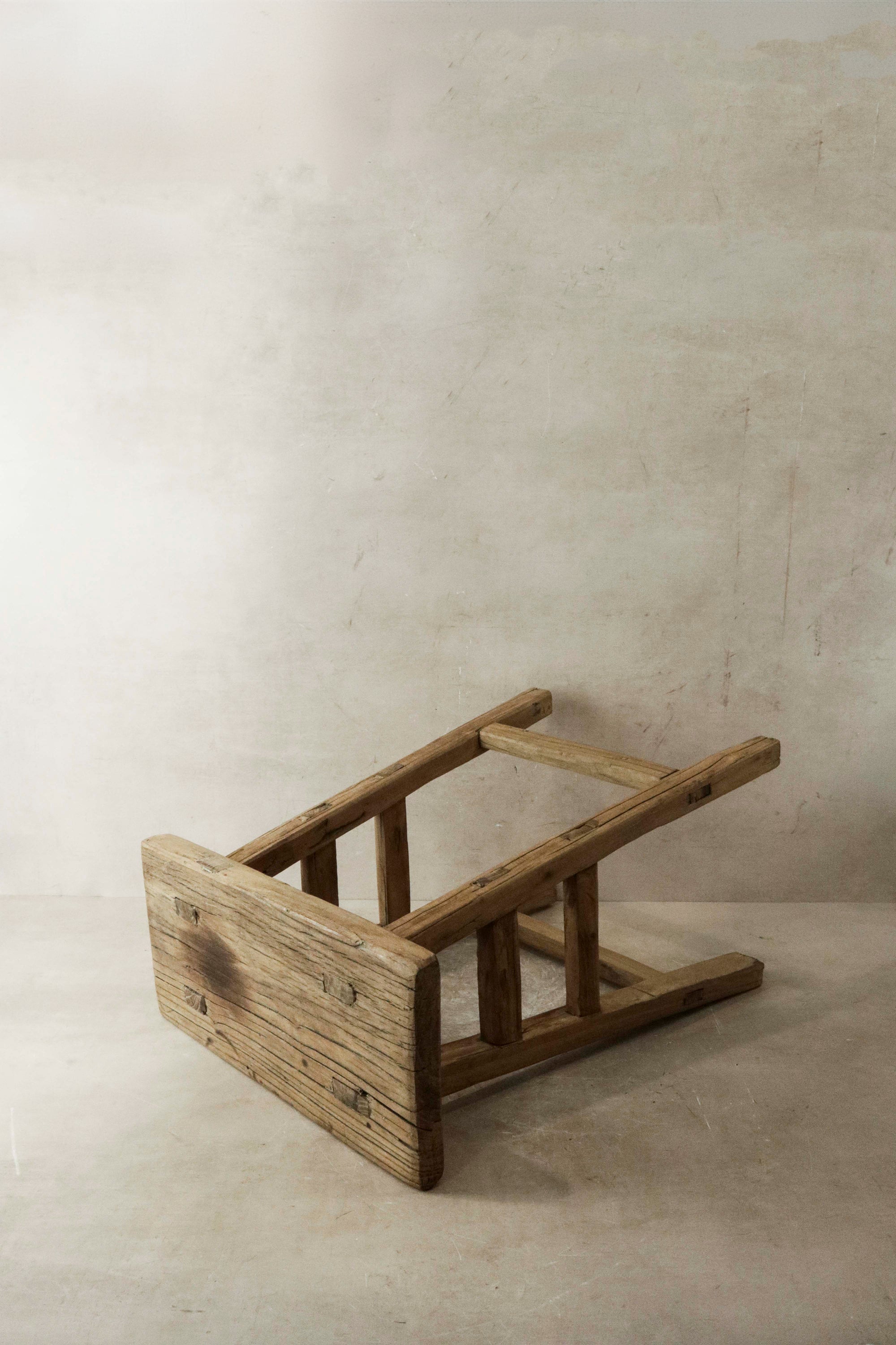 Vintage Rustic Elm Wood Stool - Medium - No 18