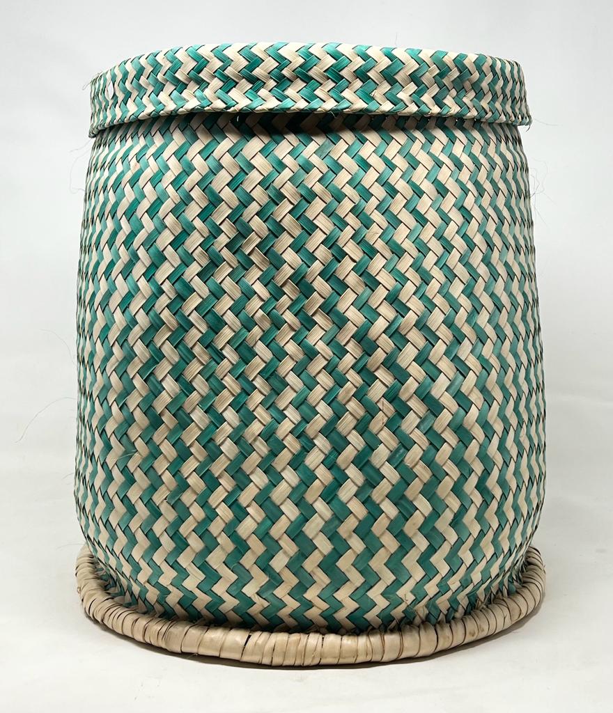 Zig Zag Woven Planter Basket Green - Malawi