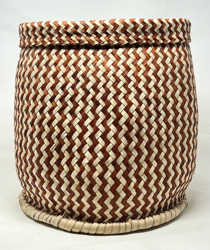 Zig Zag Woven Planter Basket Brown - Malawi