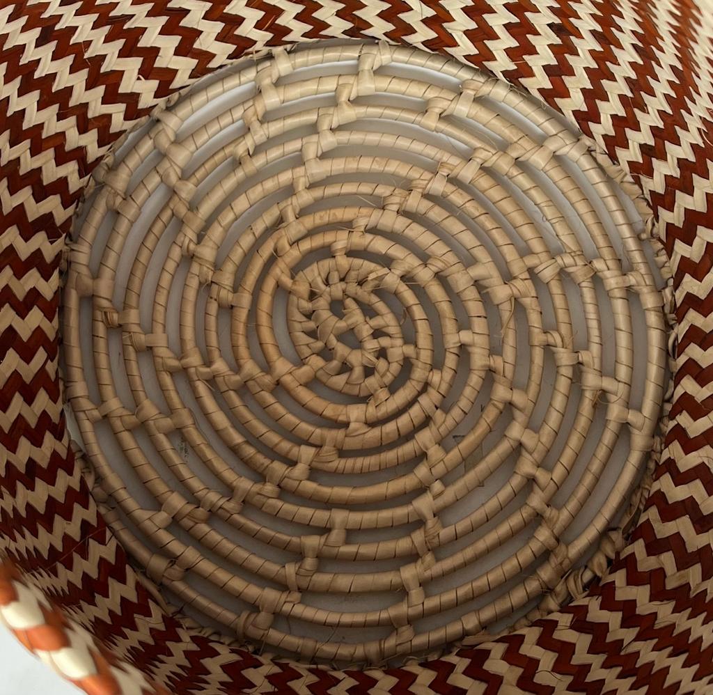 Zig Zag Woven Planter Basket Brown - Malawi