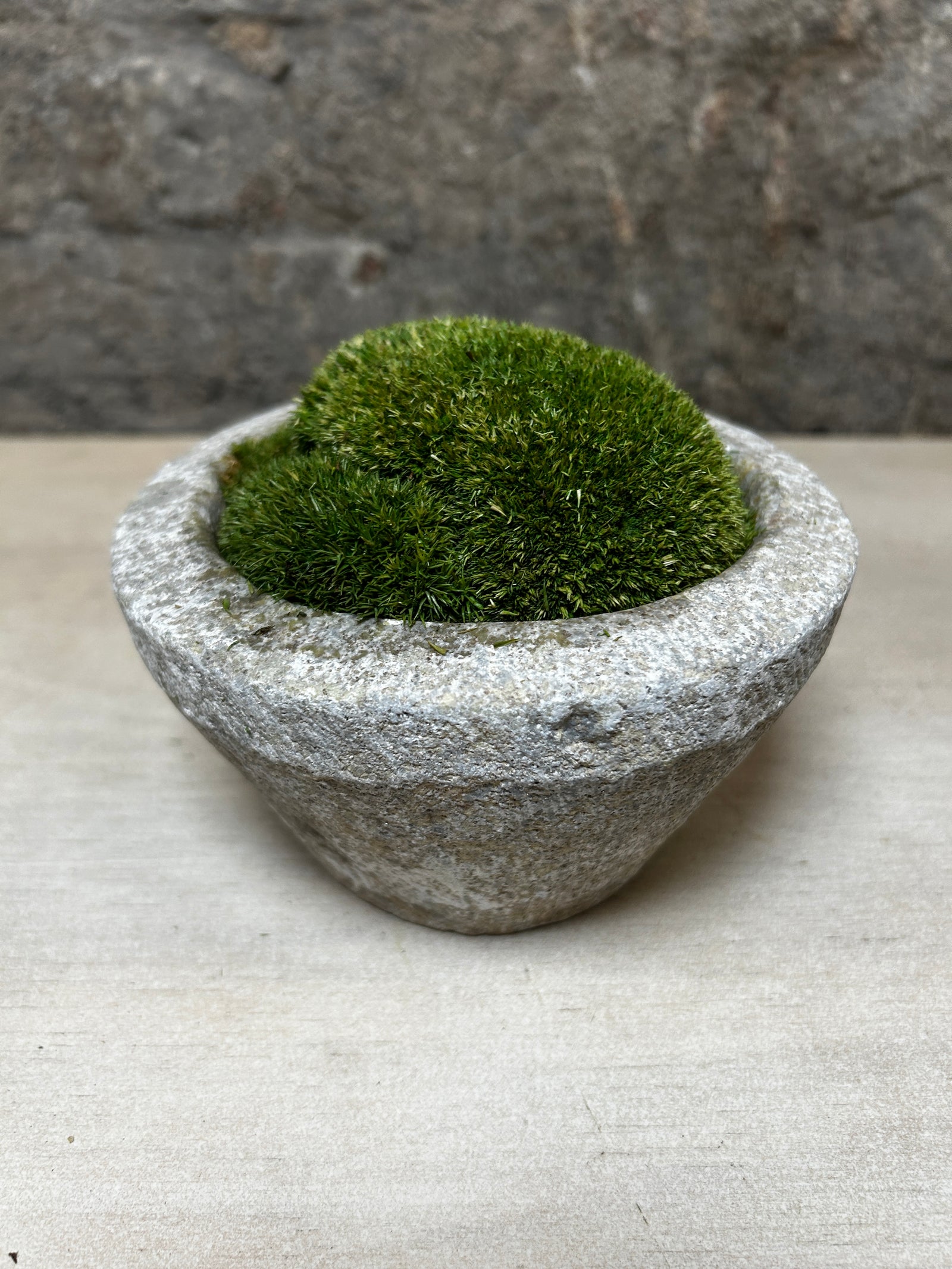 Antique Stone Mortar with Moss FR51