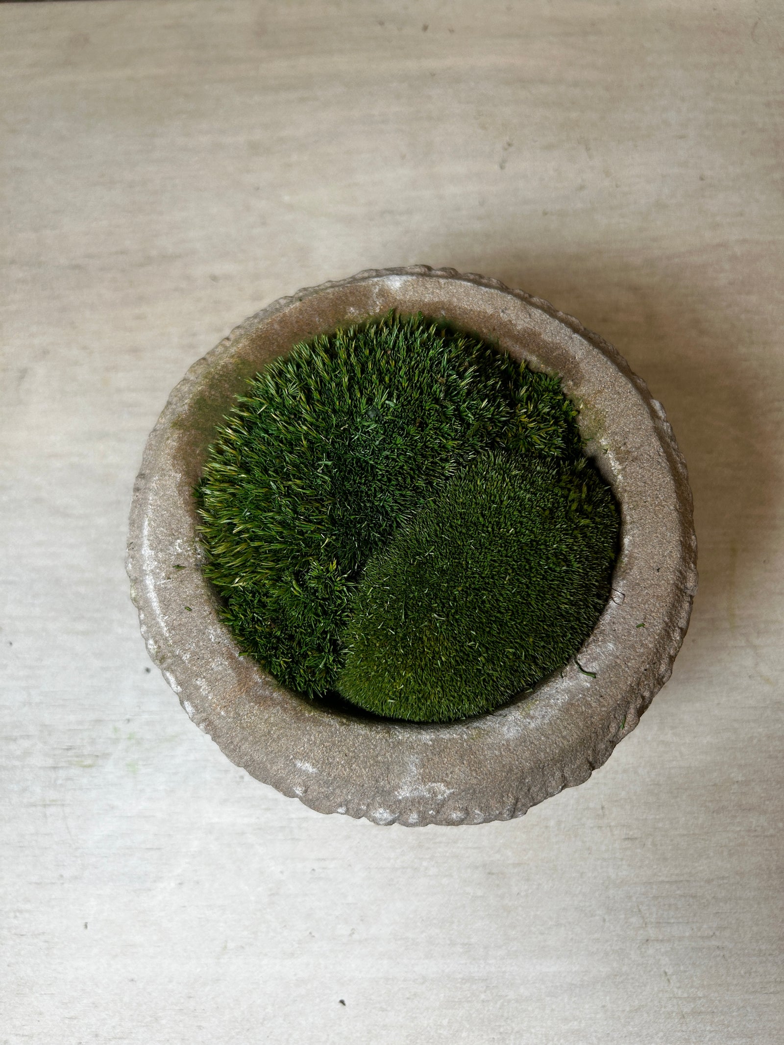 Antique Stone Mortar with Moss FR53