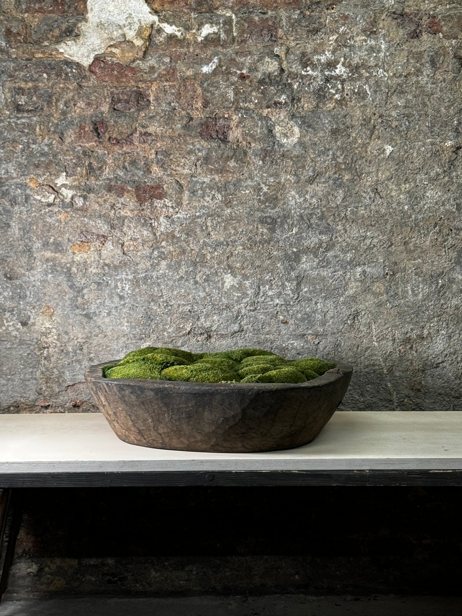 Vintage Wooden Bowl with moss FR6