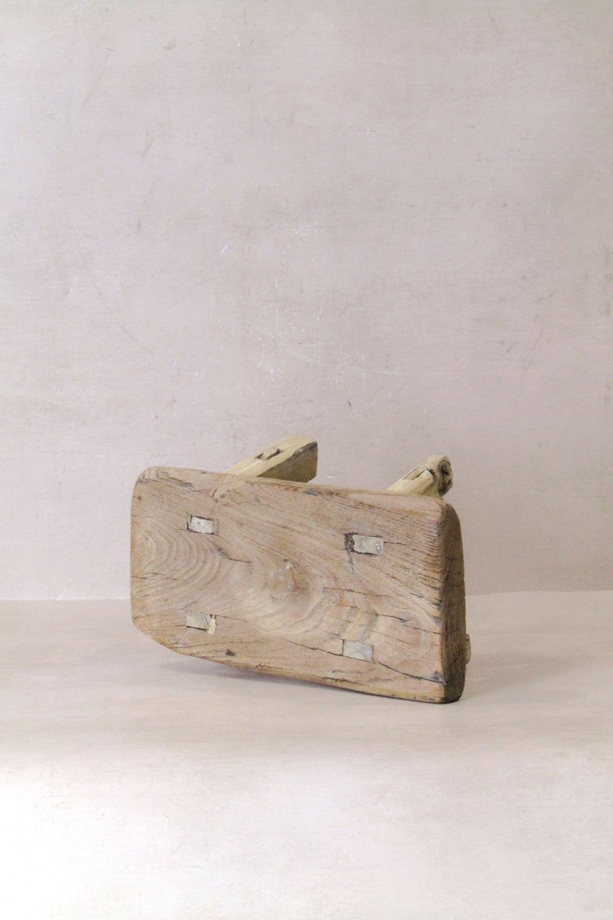 Vintage Rustic Elm Wood Stool - Small - No 25