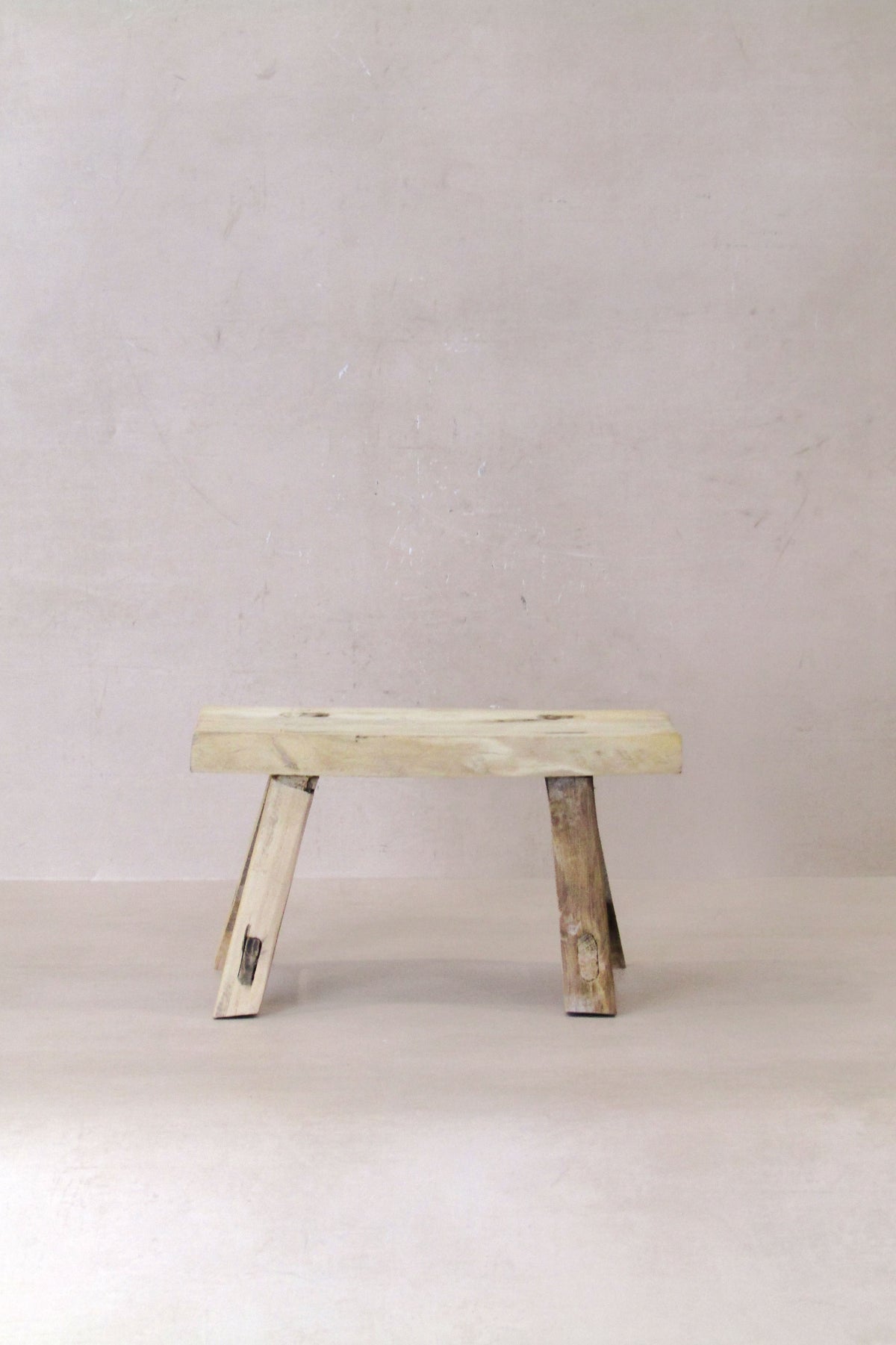 Vintage Rustic Elm Wood Stool - Small - No 26