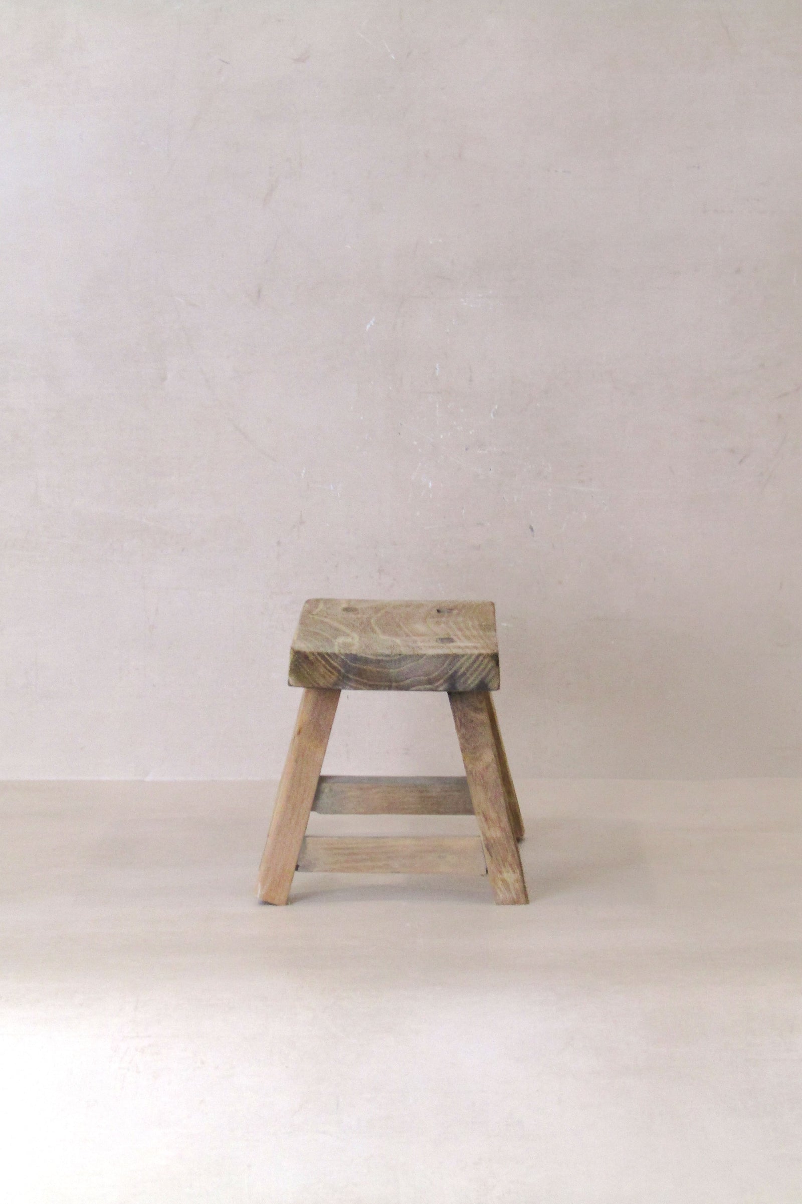 Vintage Rustic Elm Wood Stool - Small - No 27