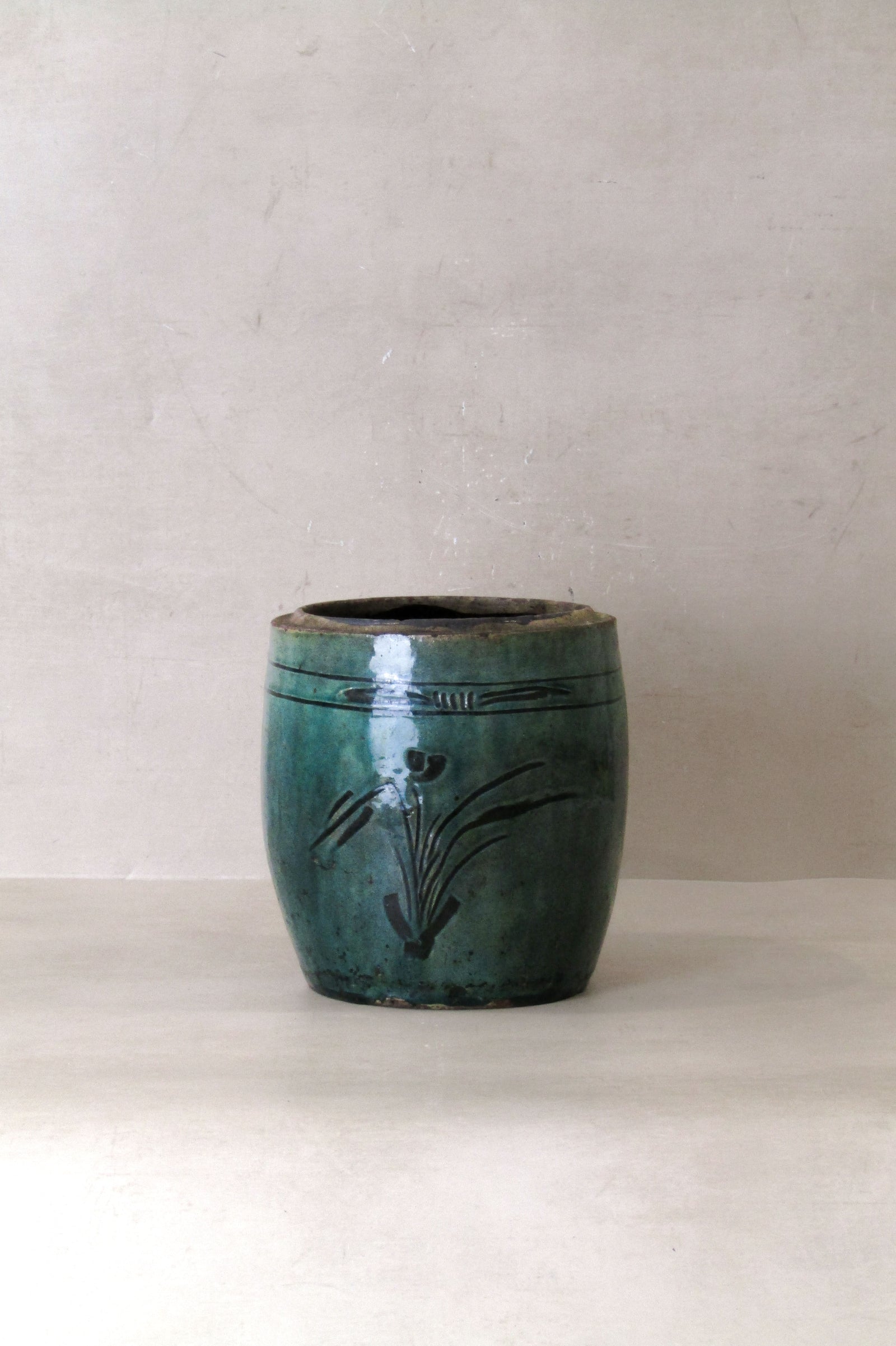 Vintage Emerald Green Pot - No 5