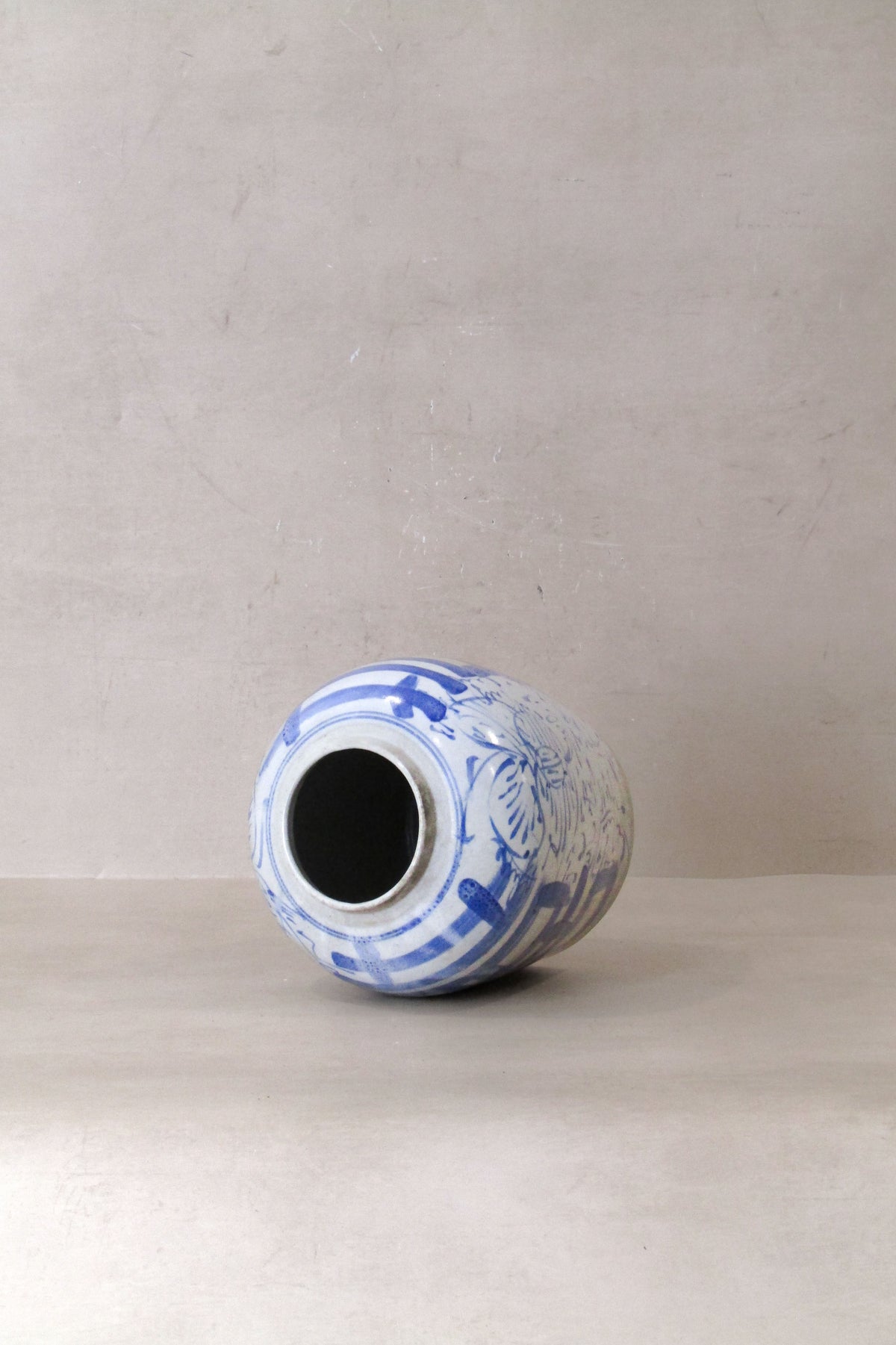 Old Blue & White Porcelain Jar - No 10