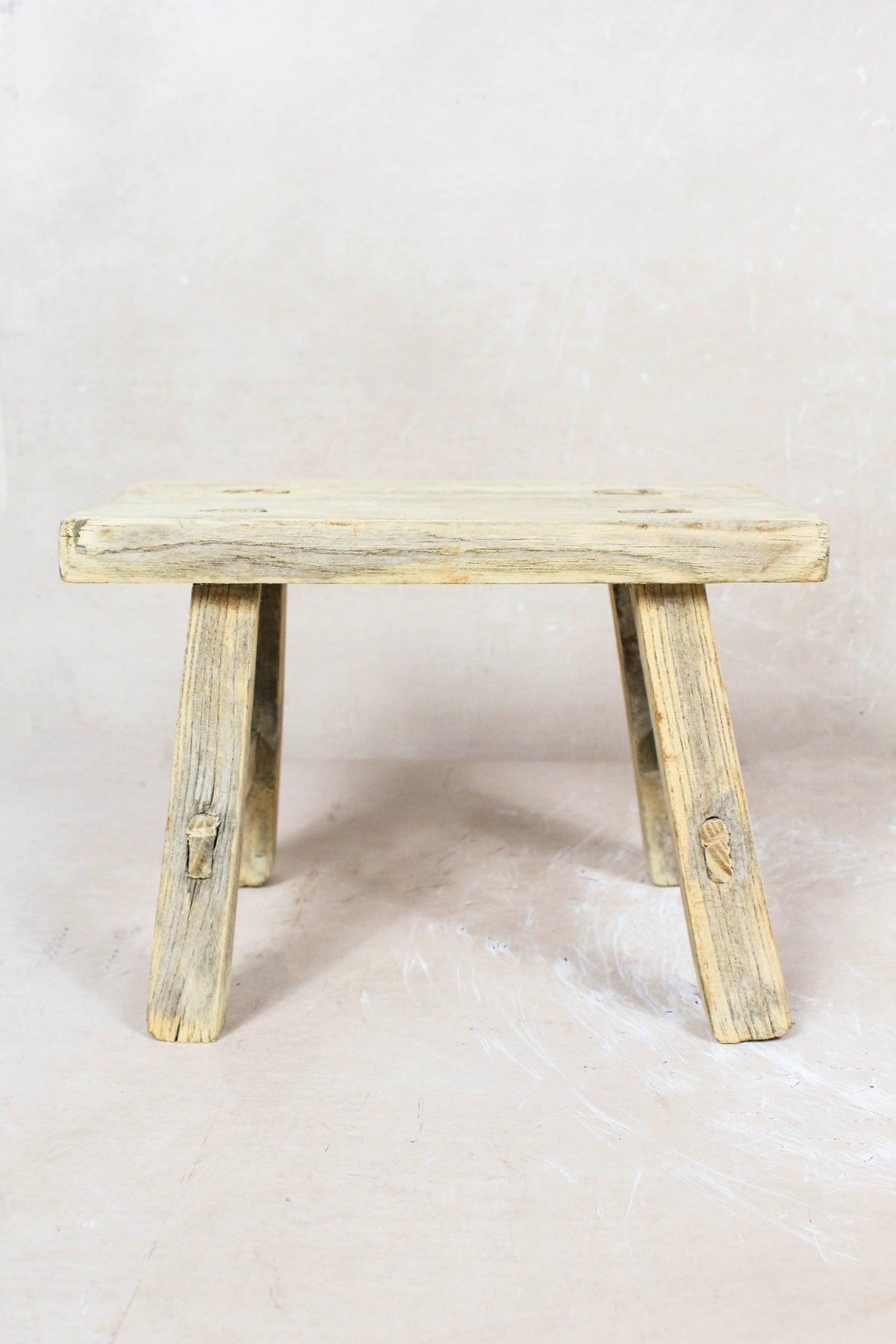 Small vintage rustic reclaimed elm wood stool 60 – Botanical Boys