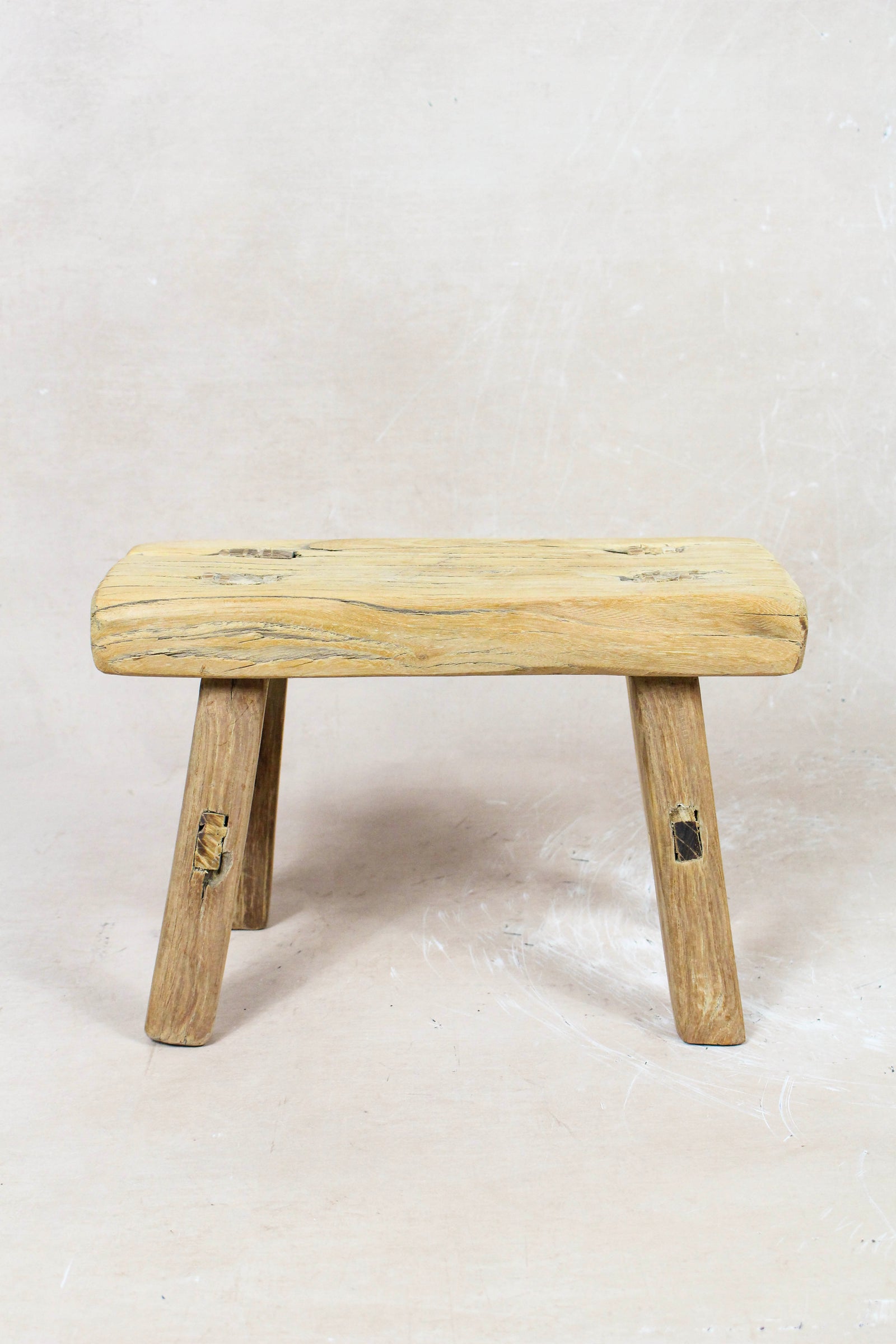Vintage rustic stool in reclaimed elm wood
