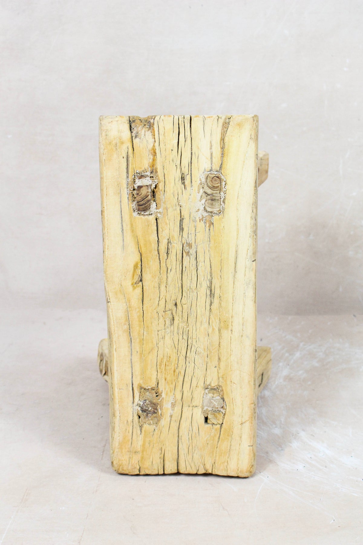 Small vintage rustic reclaimed elm wood stool 62 – Botanical Boys