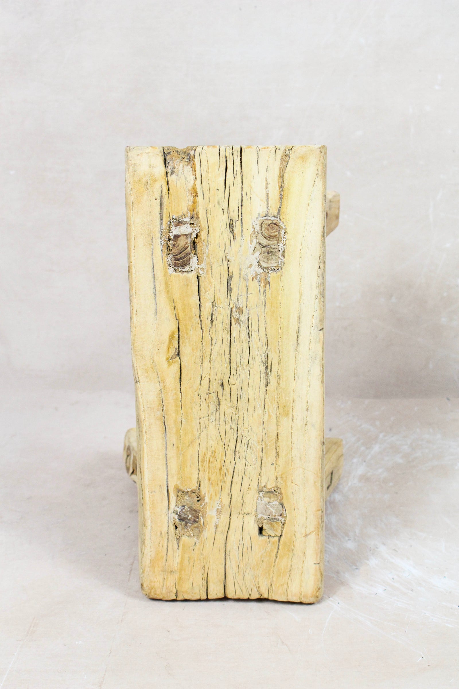 Small vintage rustic reclaimed elm wood stool 62 – Botanical Boys