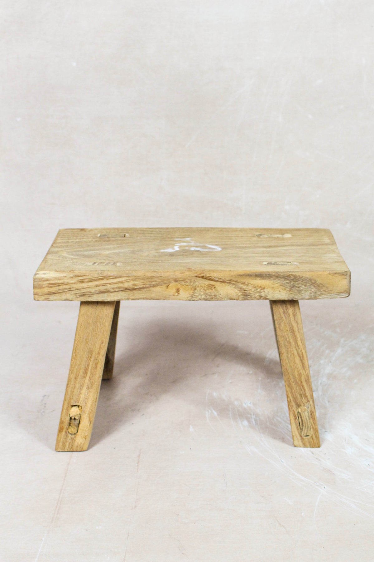 Small vintage rustic reclaimed elm wood stool 66 – Botanical Boys