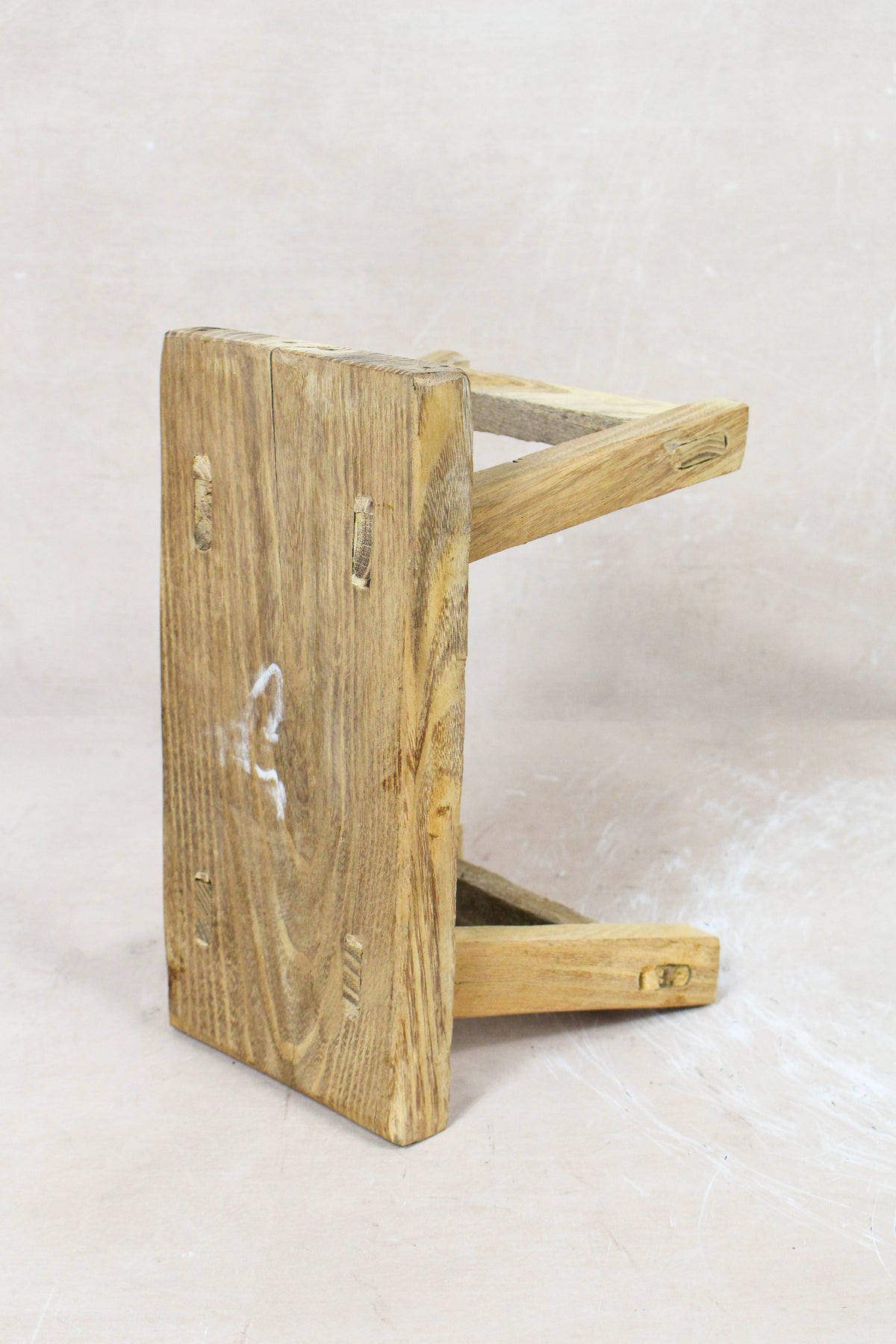 Small vintage rustic reclaimed elm wood stool 66 – Botanical Boys