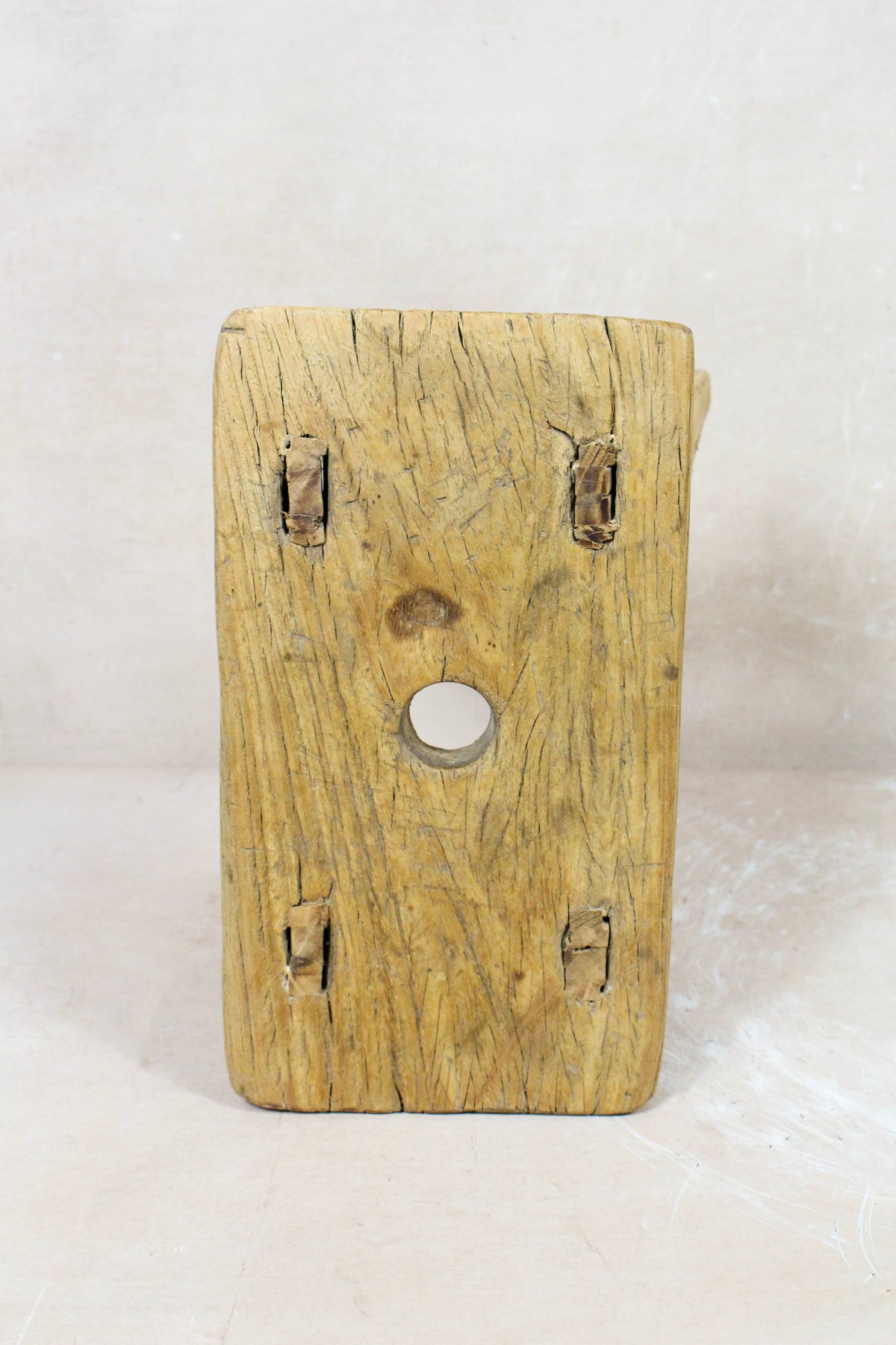 Small vintage rustic reclaimed elm wood stool 71 – Botanical Boys