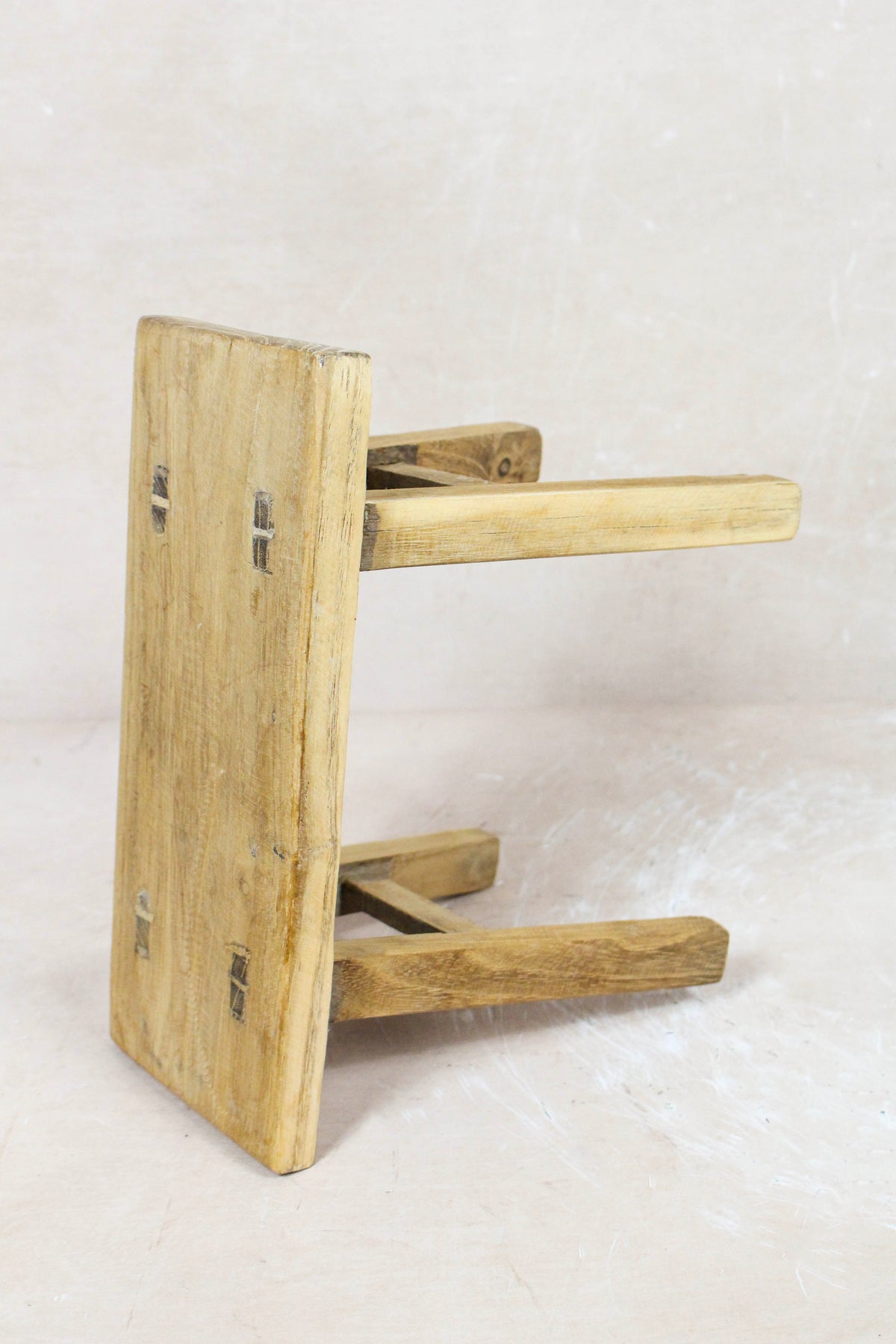 Small vintage rustic reclaimed elm wood stool 72 – Botanical Boys