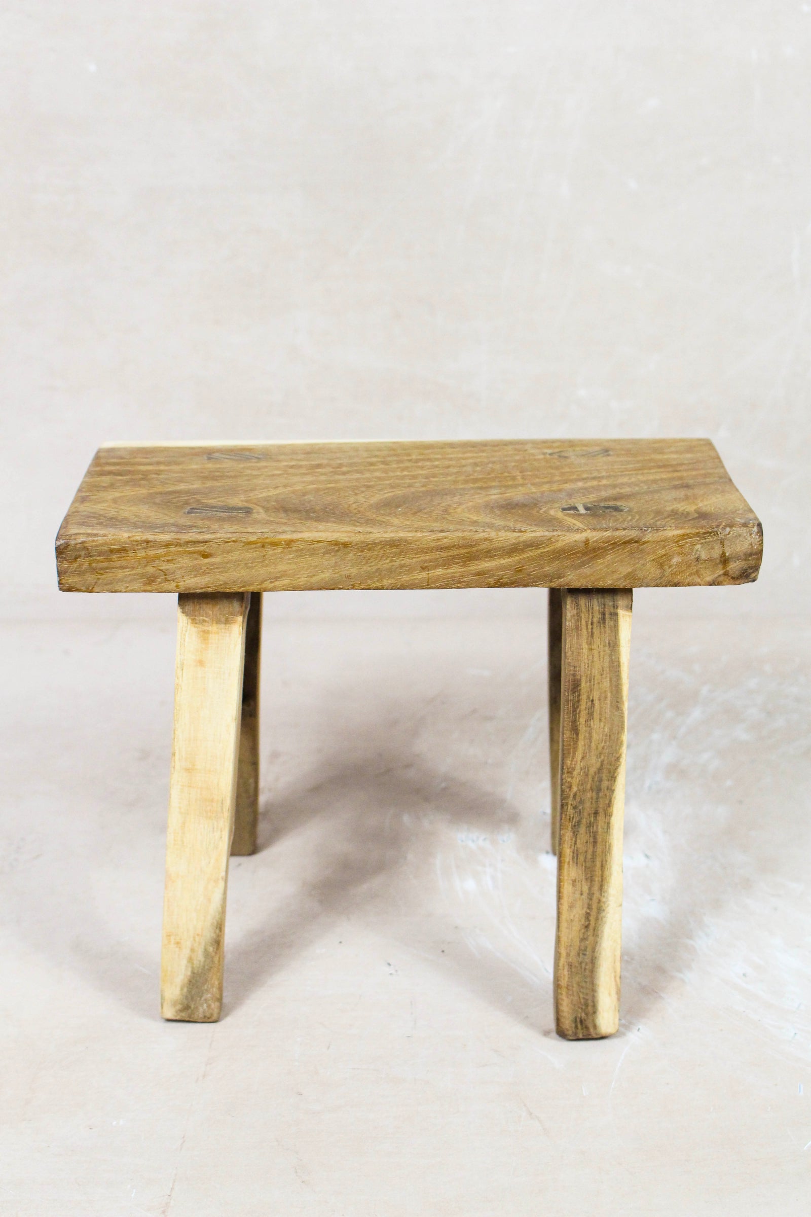 Small vintage rustic reclaimed elm wood stool 73 – Botanical Boys