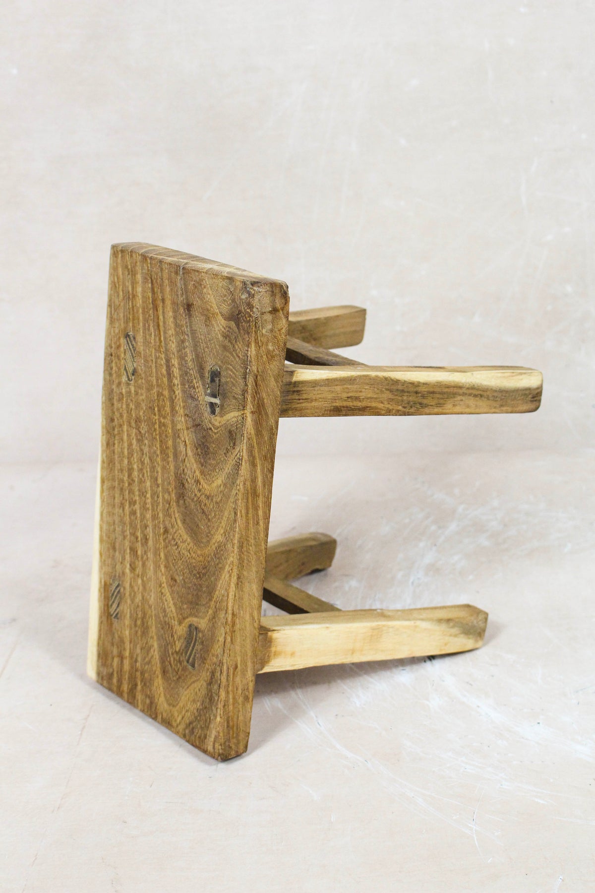 Small vintage rustic reclaimed elm wood stool 73 – Botanical Boys