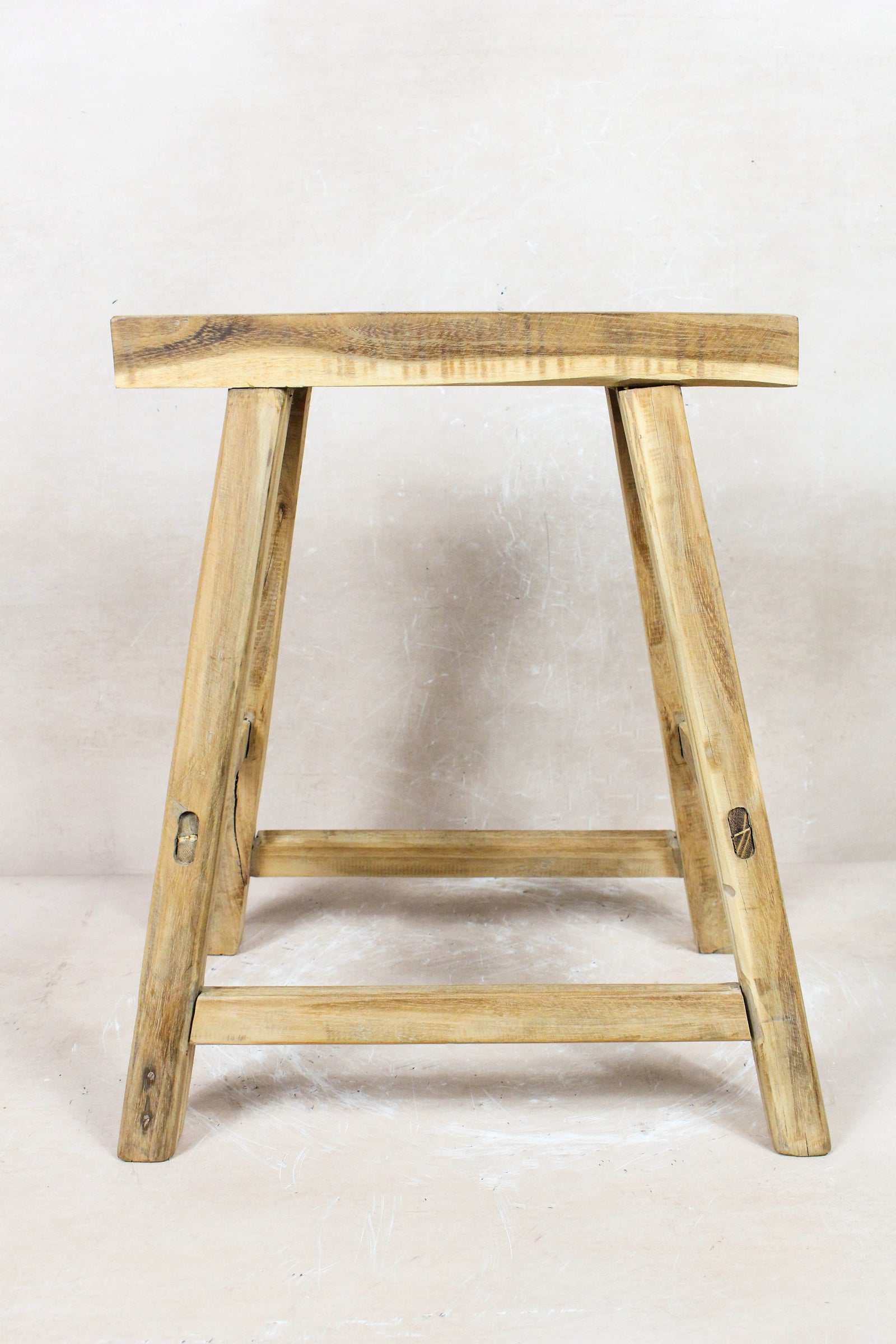 Vintage rustic stool in reclaimed elm wood