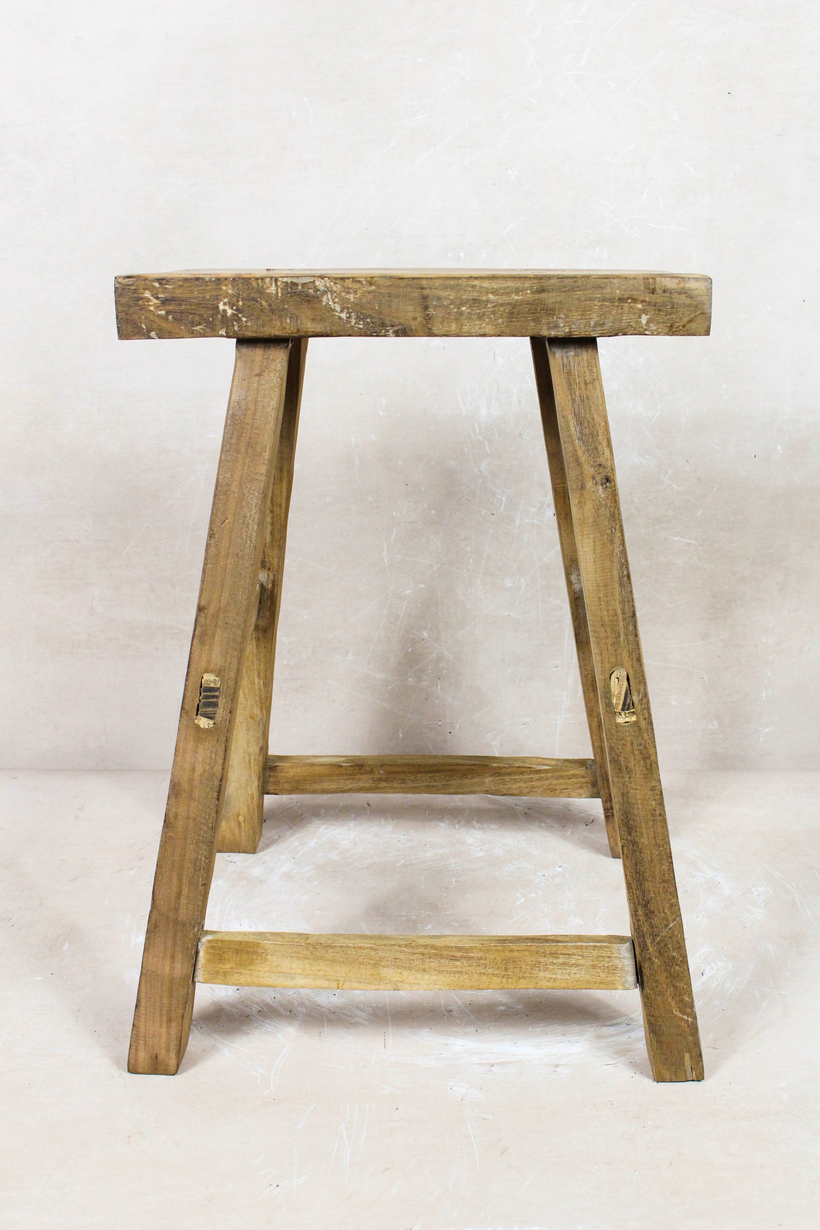 Vintage rustic stool in reclaimed elm wood