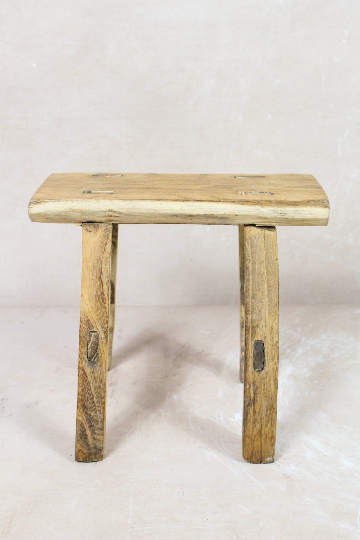 Small vintage rustic reclaimed elm wood stool 84 – Botanical Boys