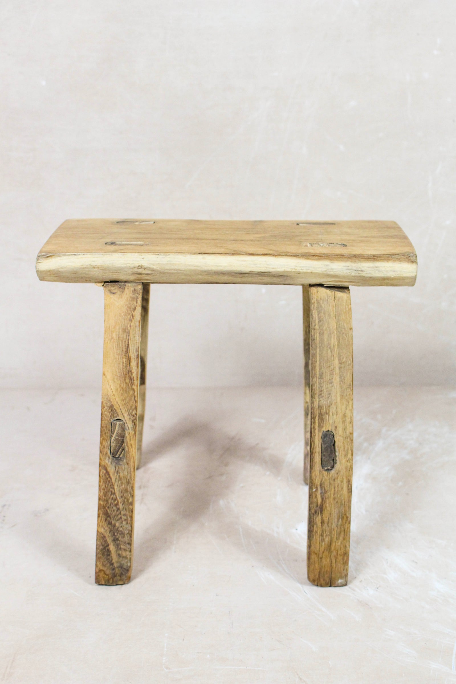 Small vintage rustic reclaimed elm wood stool 84 – Botanical Boys