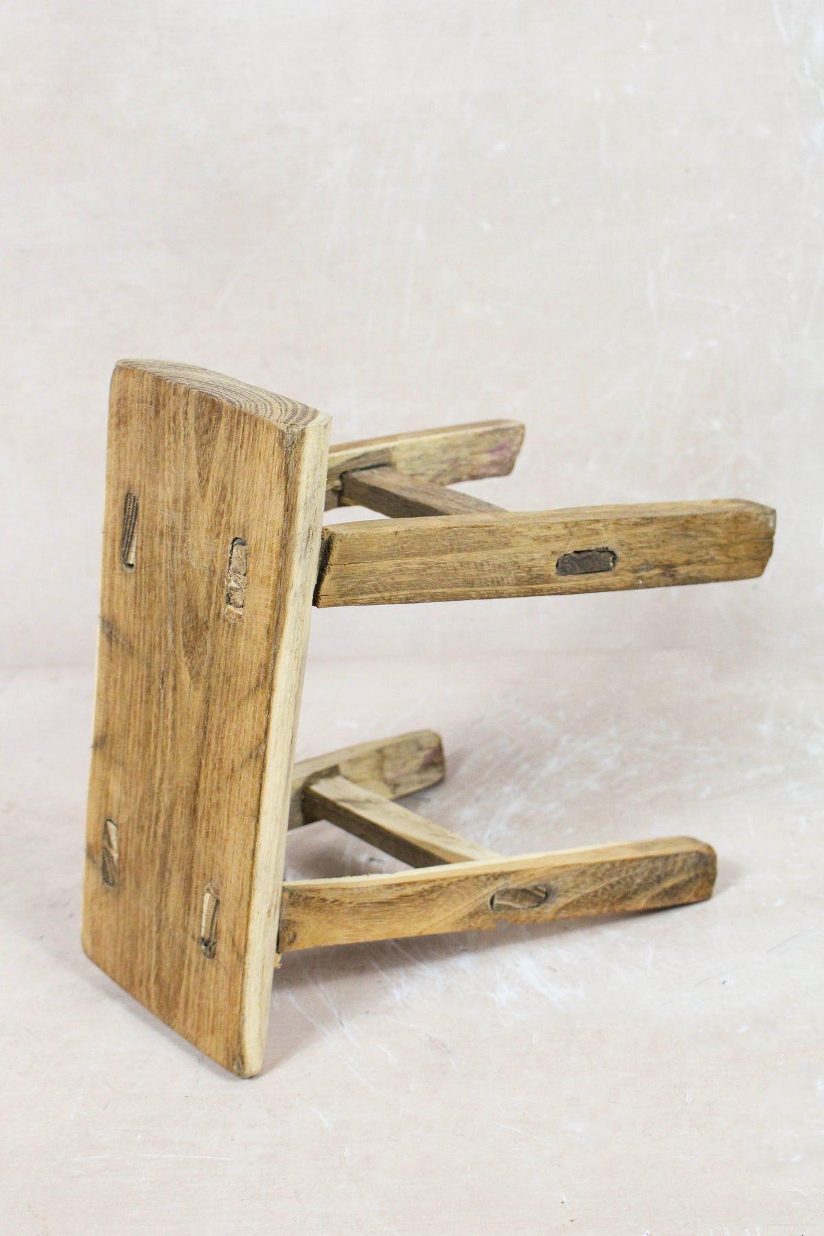 Small vintage rustic reclaimed elm wood stool 84 – Botanical Boys