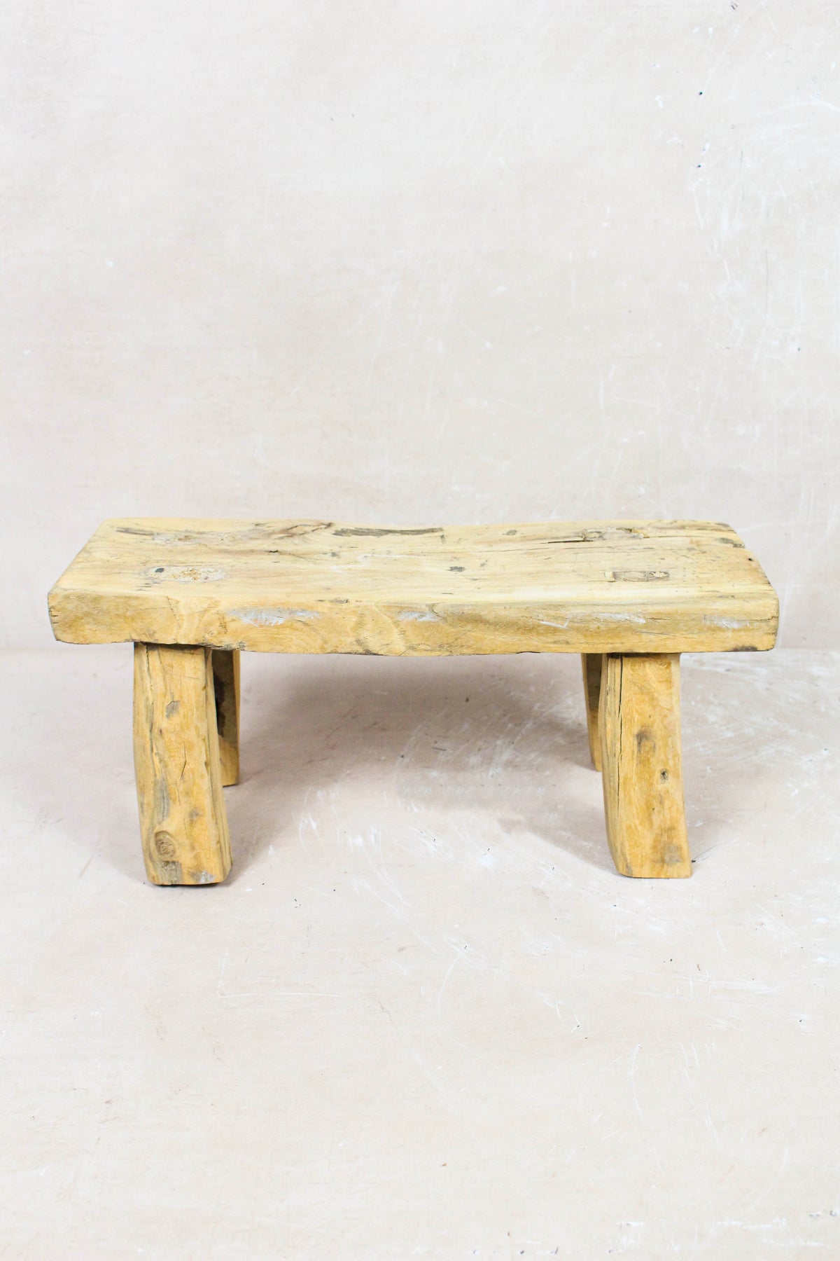 Small vintage rustic reclaimed elm wood stool 87 – Botanical Boys
