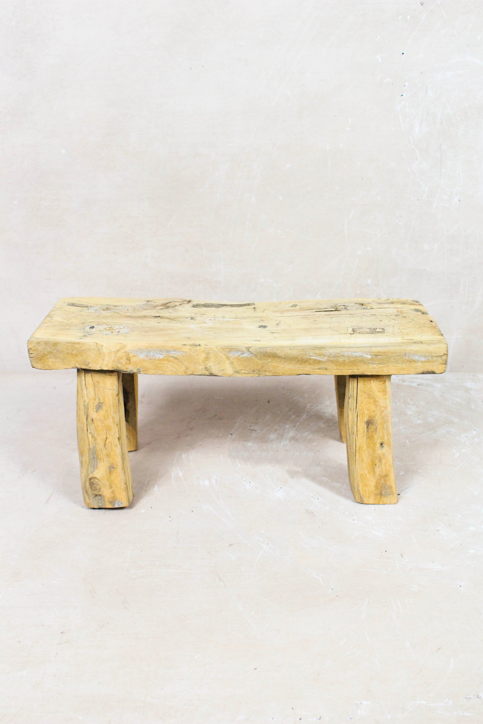 Small vintage rustic reclaimed elm wood stool 87 – Botanical Boys