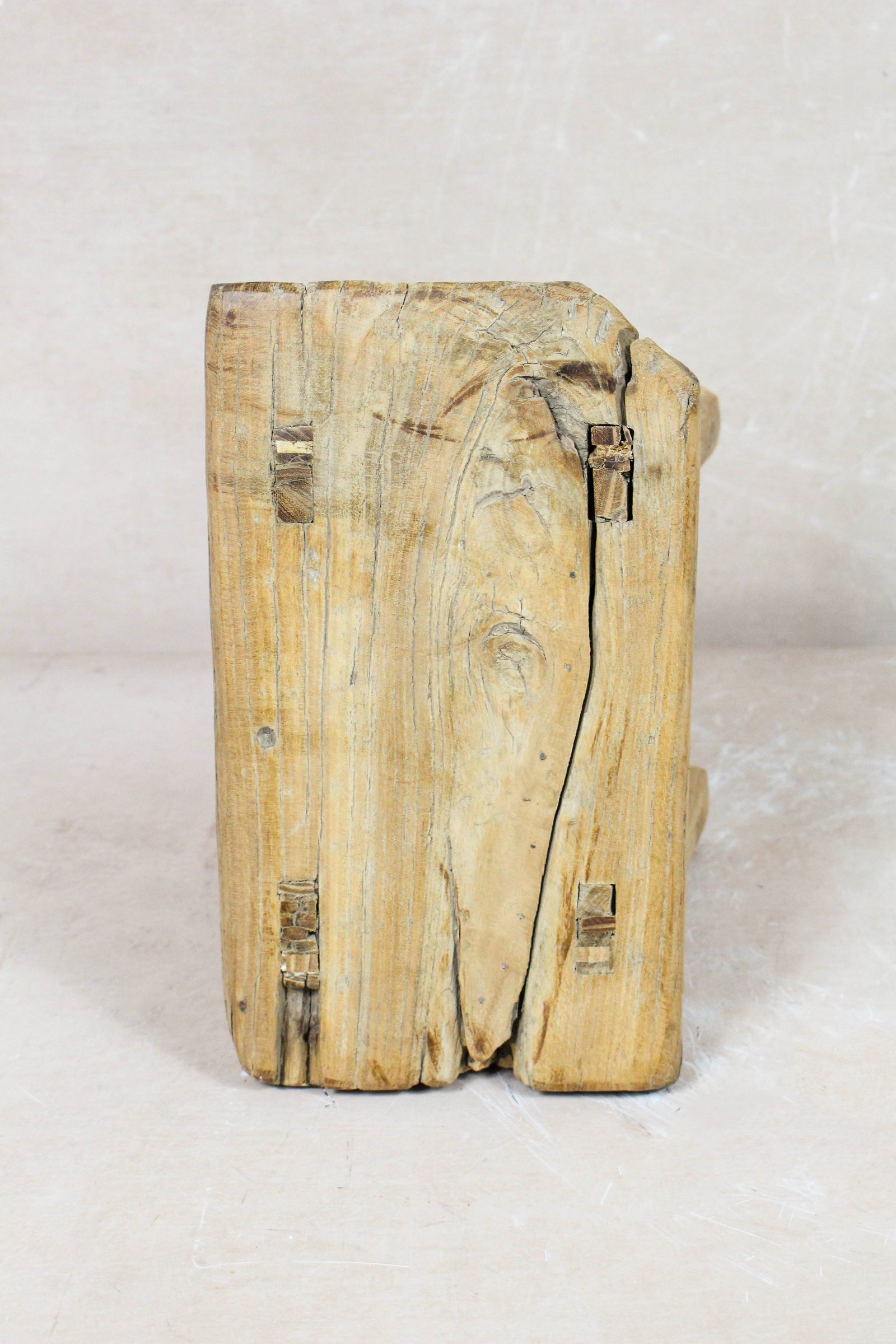 Small vintage rustic reclaimed elm wood stool 88 – Botanical Boys