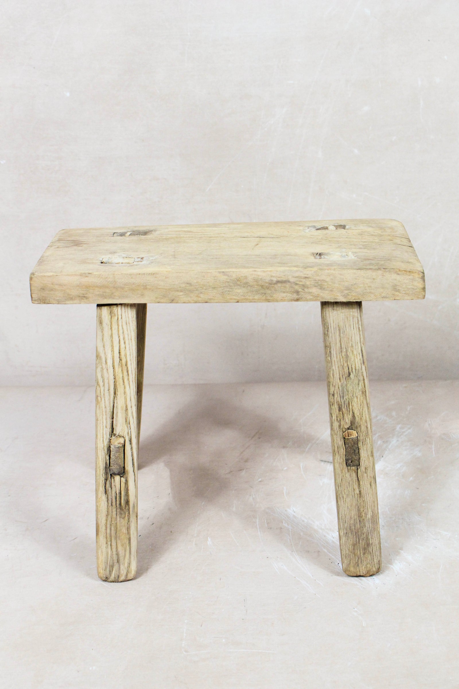Small vintage rustic reclaimed elm wood stool 91 – Botanical Boys