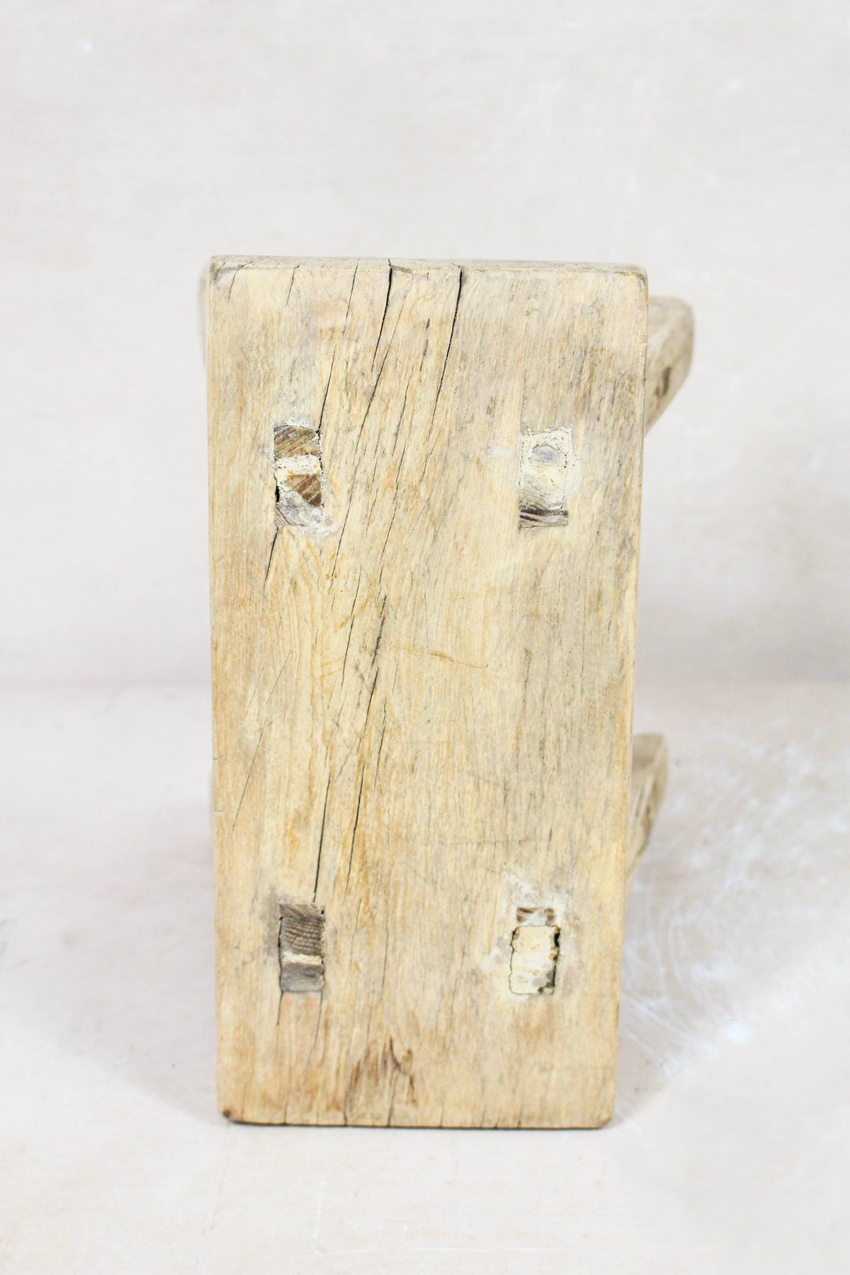 Small vintage rustic reclaimed elm wood stool 91 – Botanical Boys