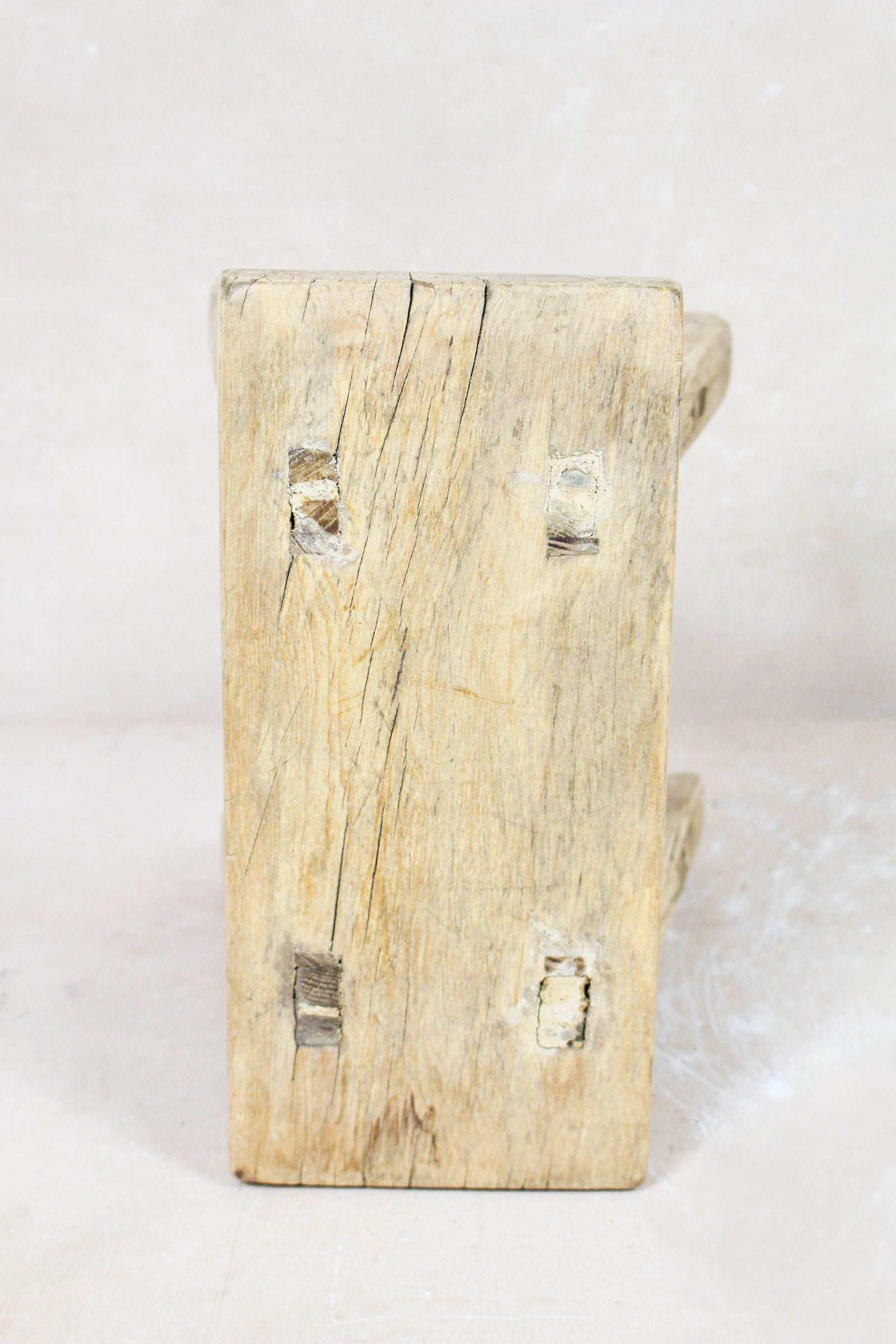 Small vintage rustic reclaimed elm wood stool 91 – Botanical Boys