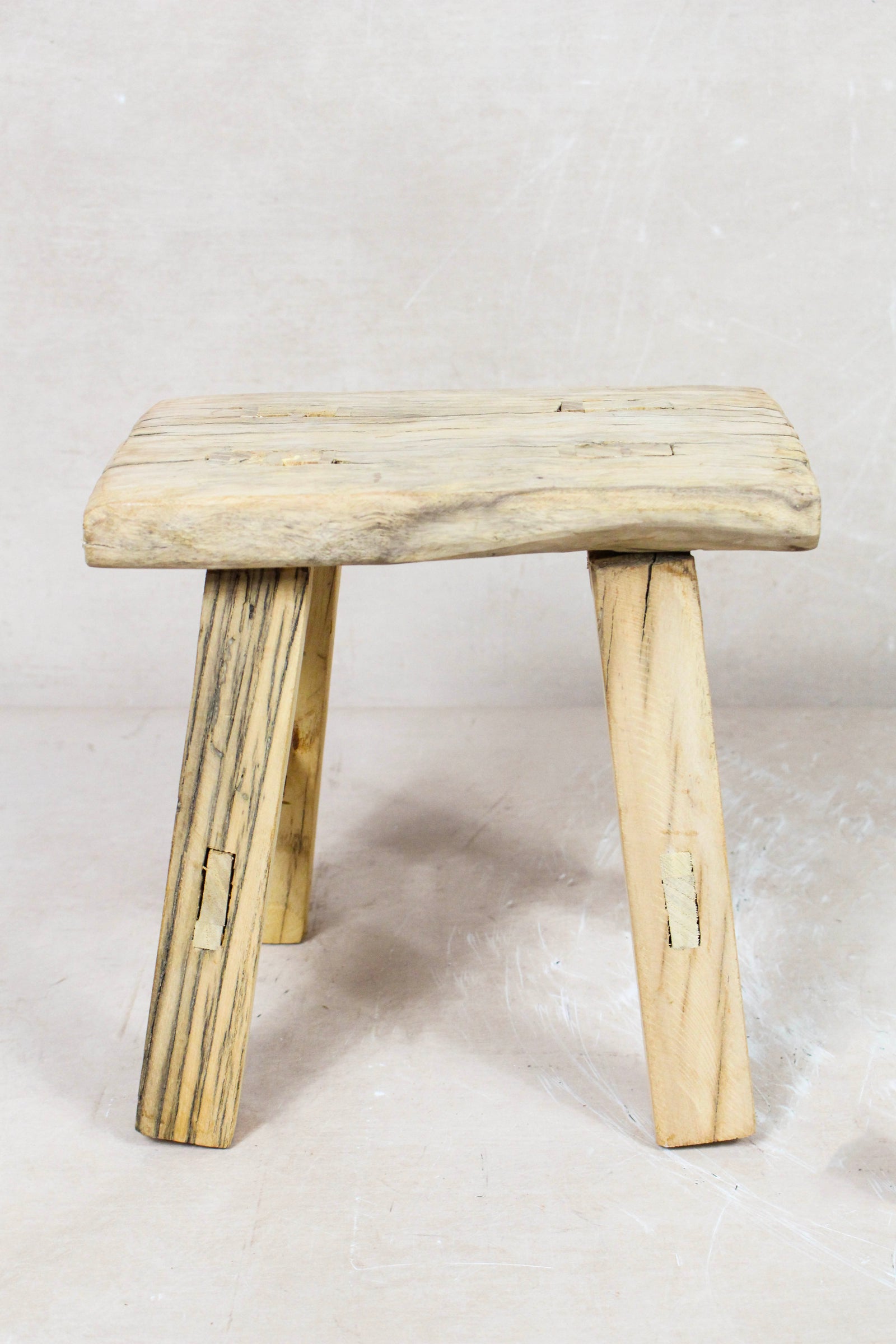 Small vintage rustic stool in reclaimed elm wood