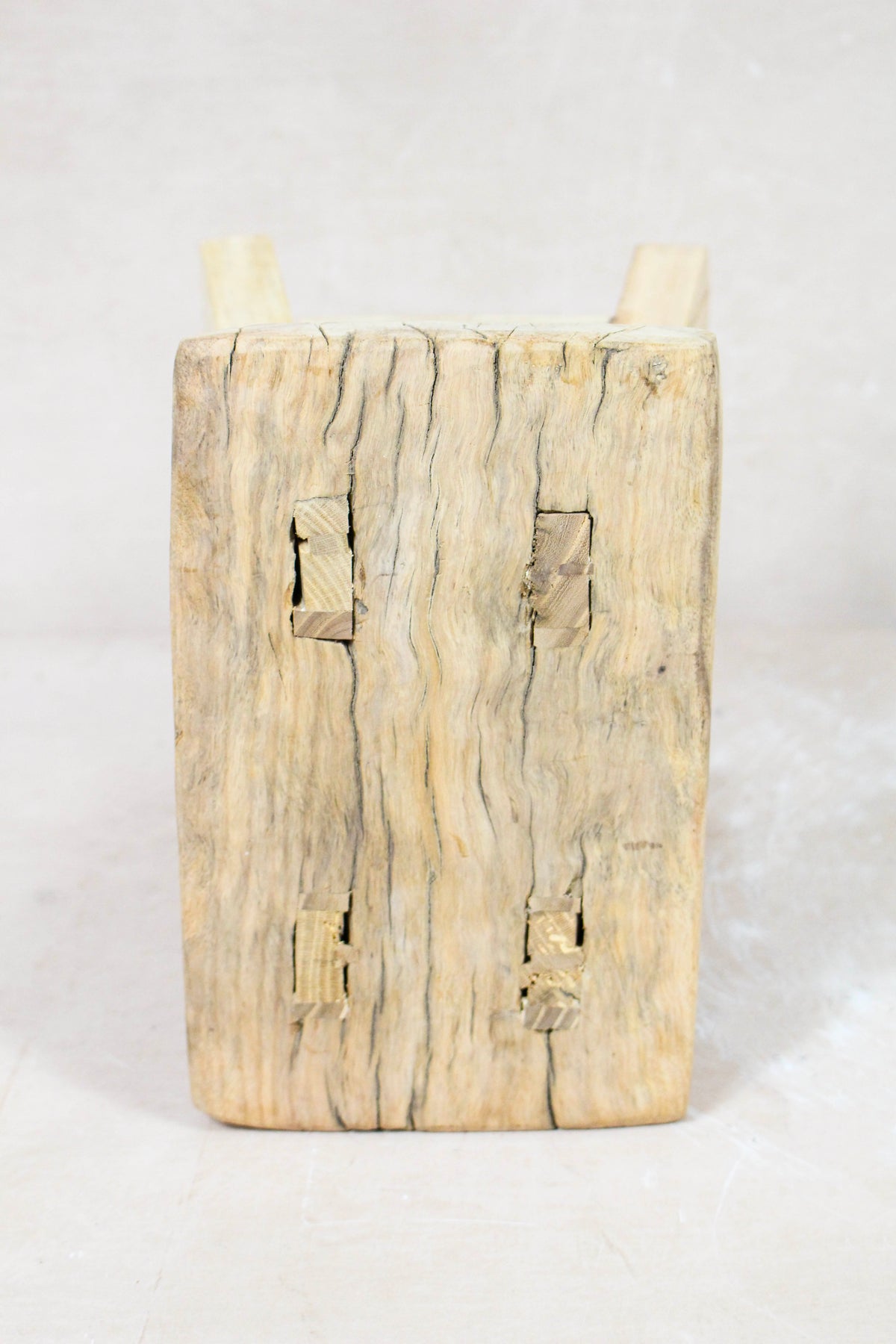 Small vintage rustic reclaimed elm wood stool 92 – Botanical Boys