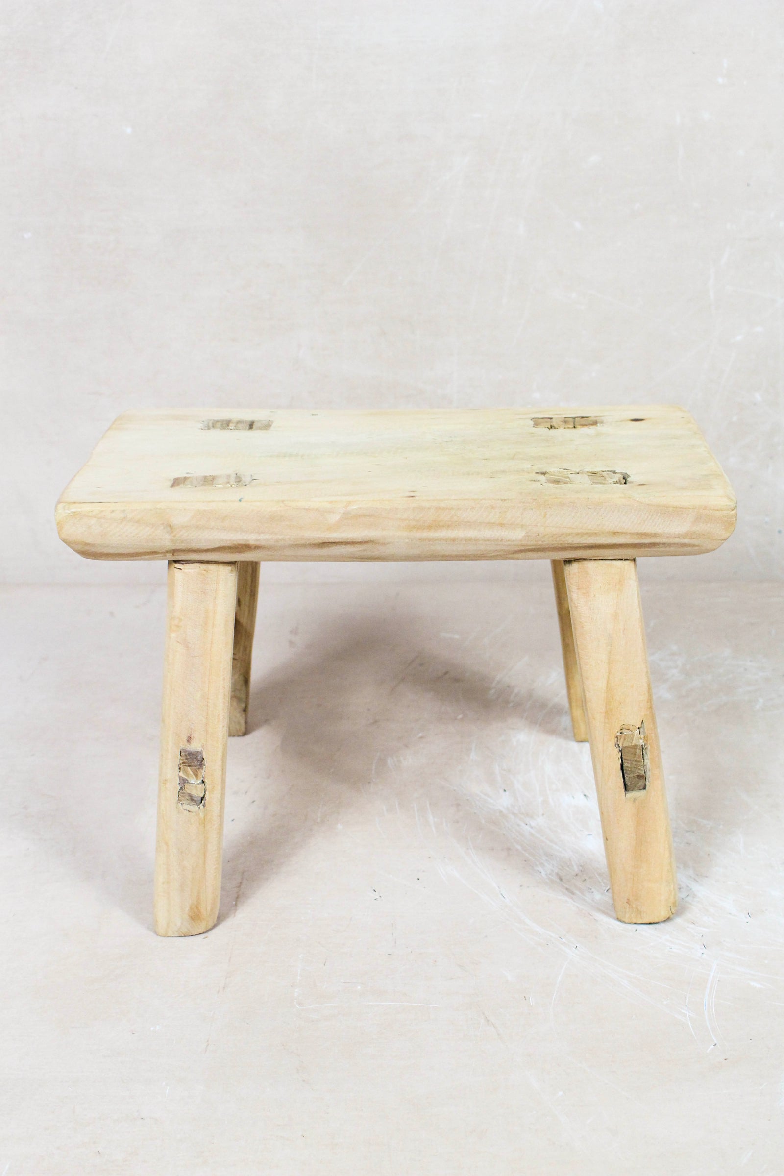Small vintage rustic stool in reclaimed elm wood