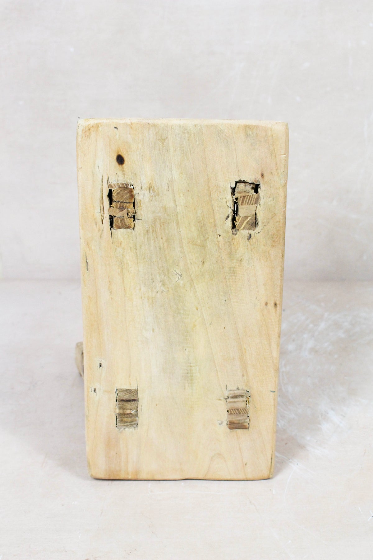 Small vintage rustic reclaimed elm wood stool 95 – Botanical Boys